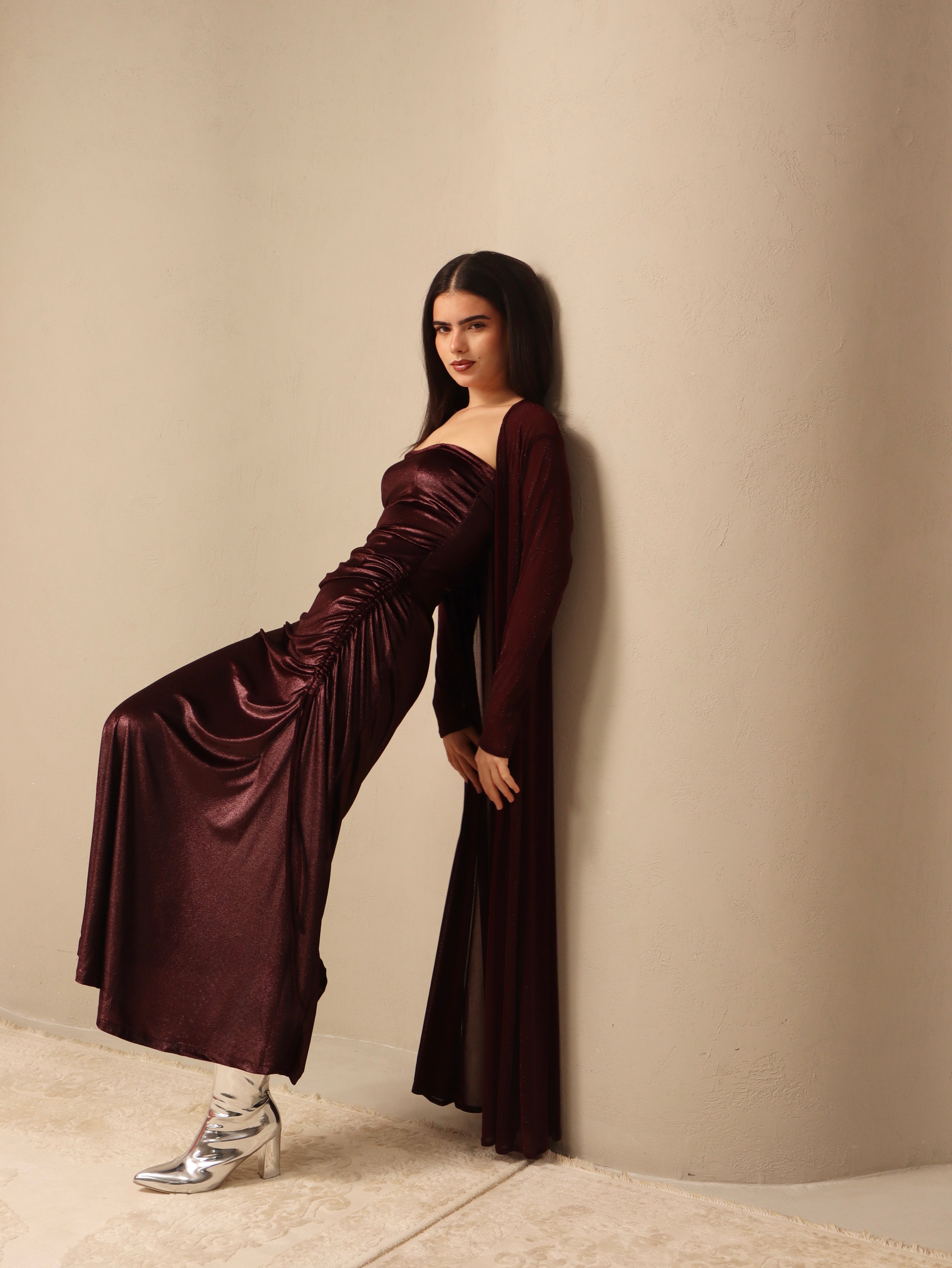 Ghina in Burgundy Fay the label