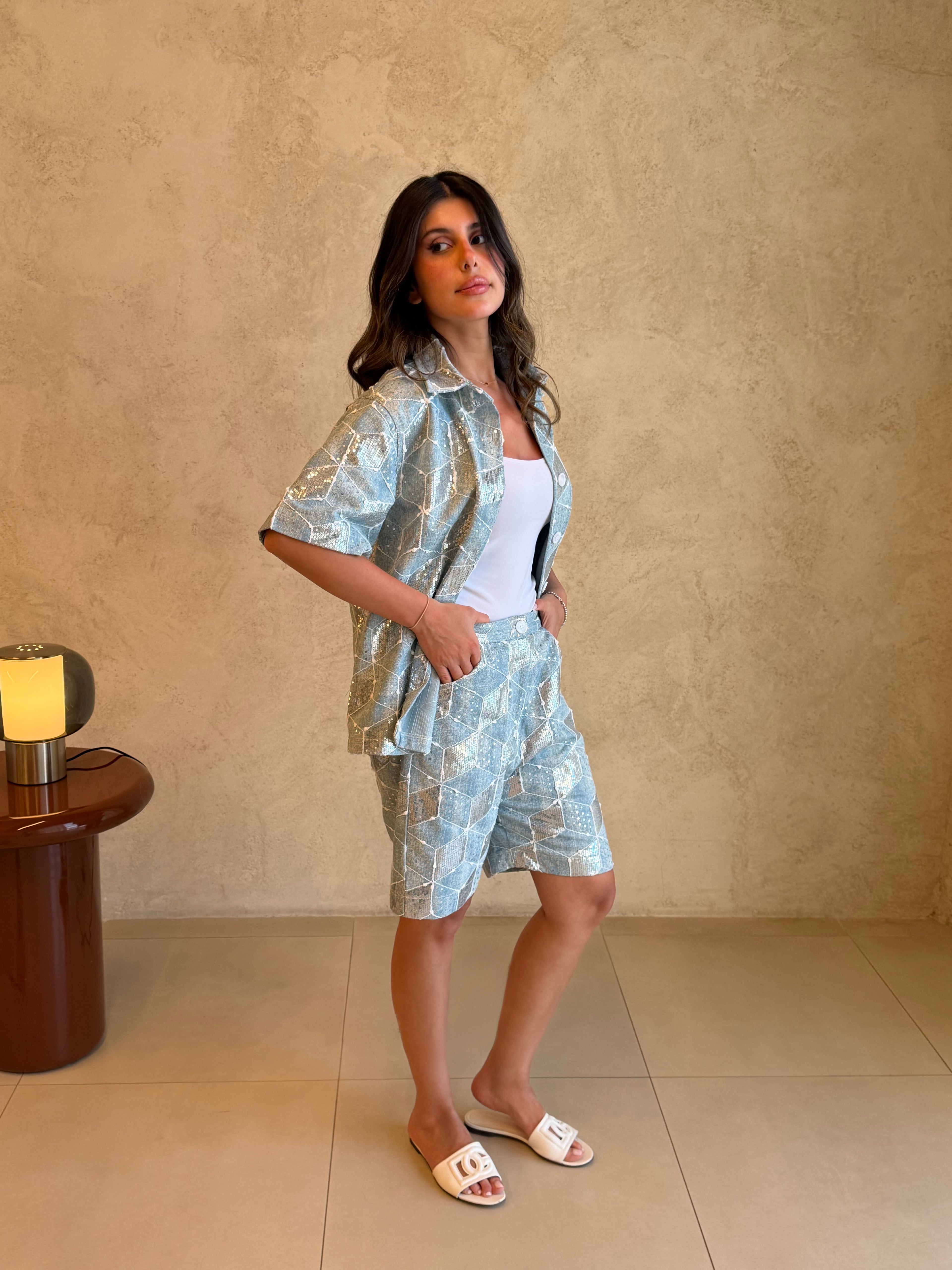 Marbella Geometric Shirt & Shorts Set