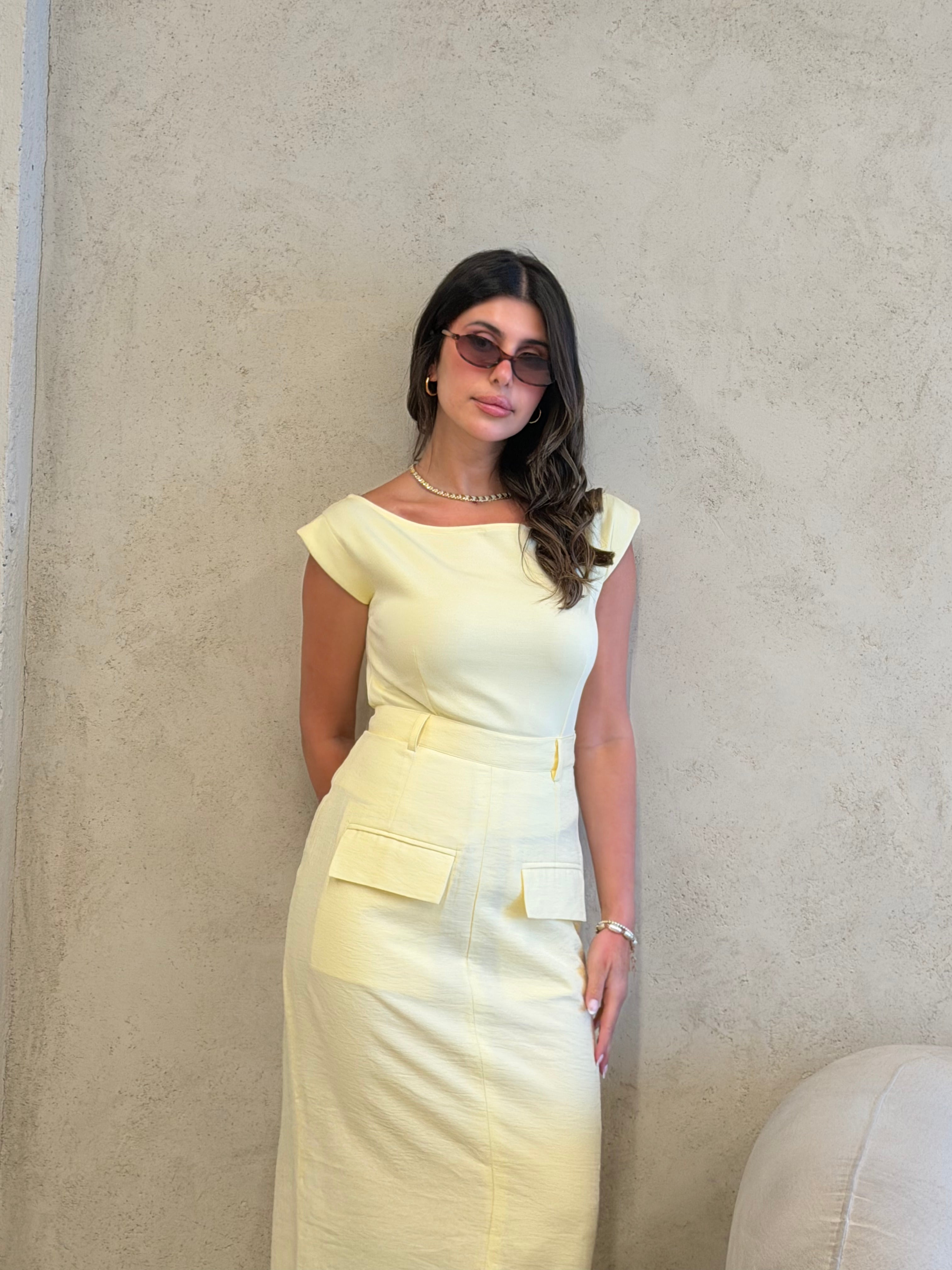 Sorrento Butter Yellow Top & Maxi Skirt Set