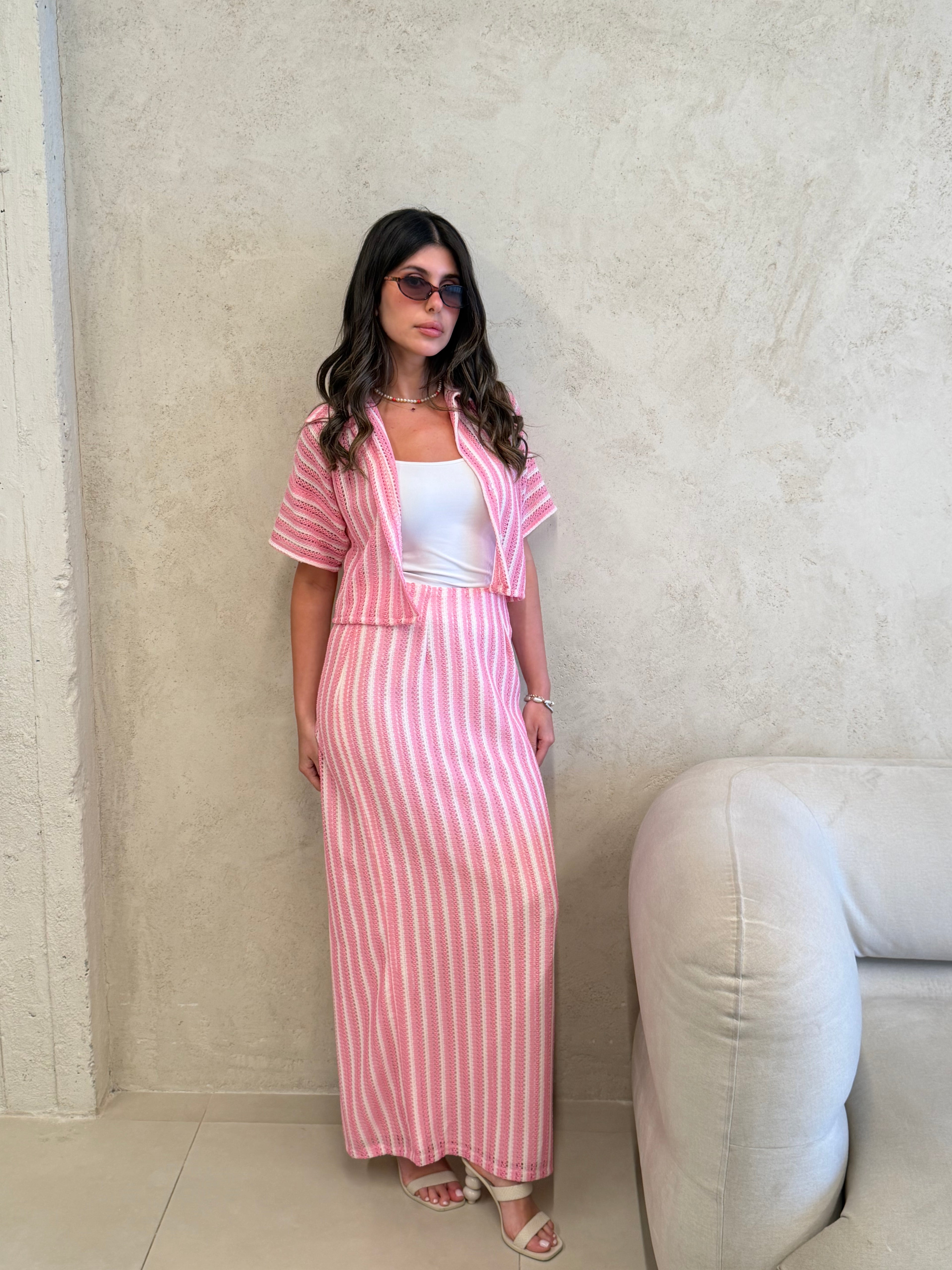St Tropez Pink Striped Knit Co-Ord Set