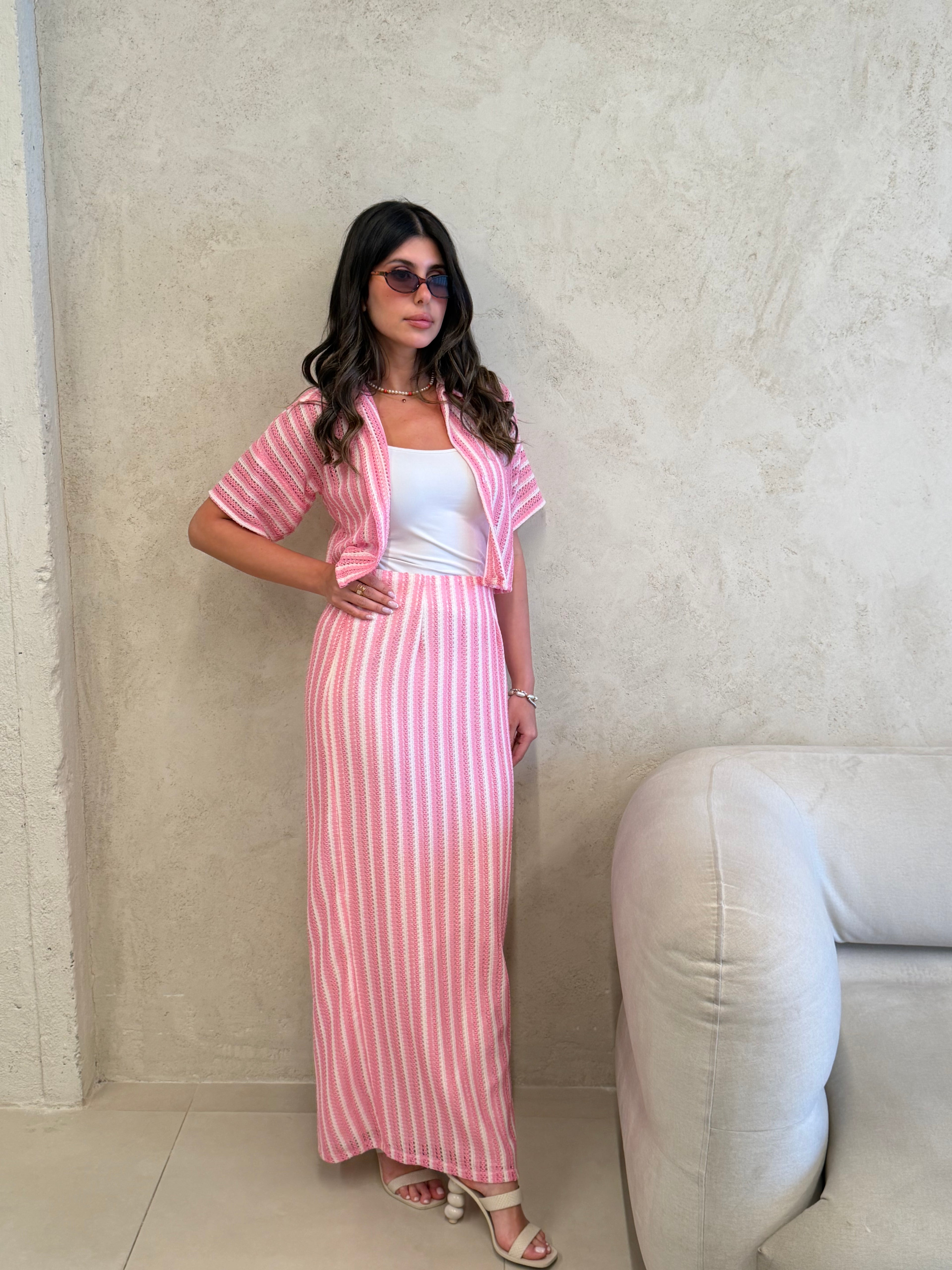 St Tropez Pink Striped Knit Co-Ord Set