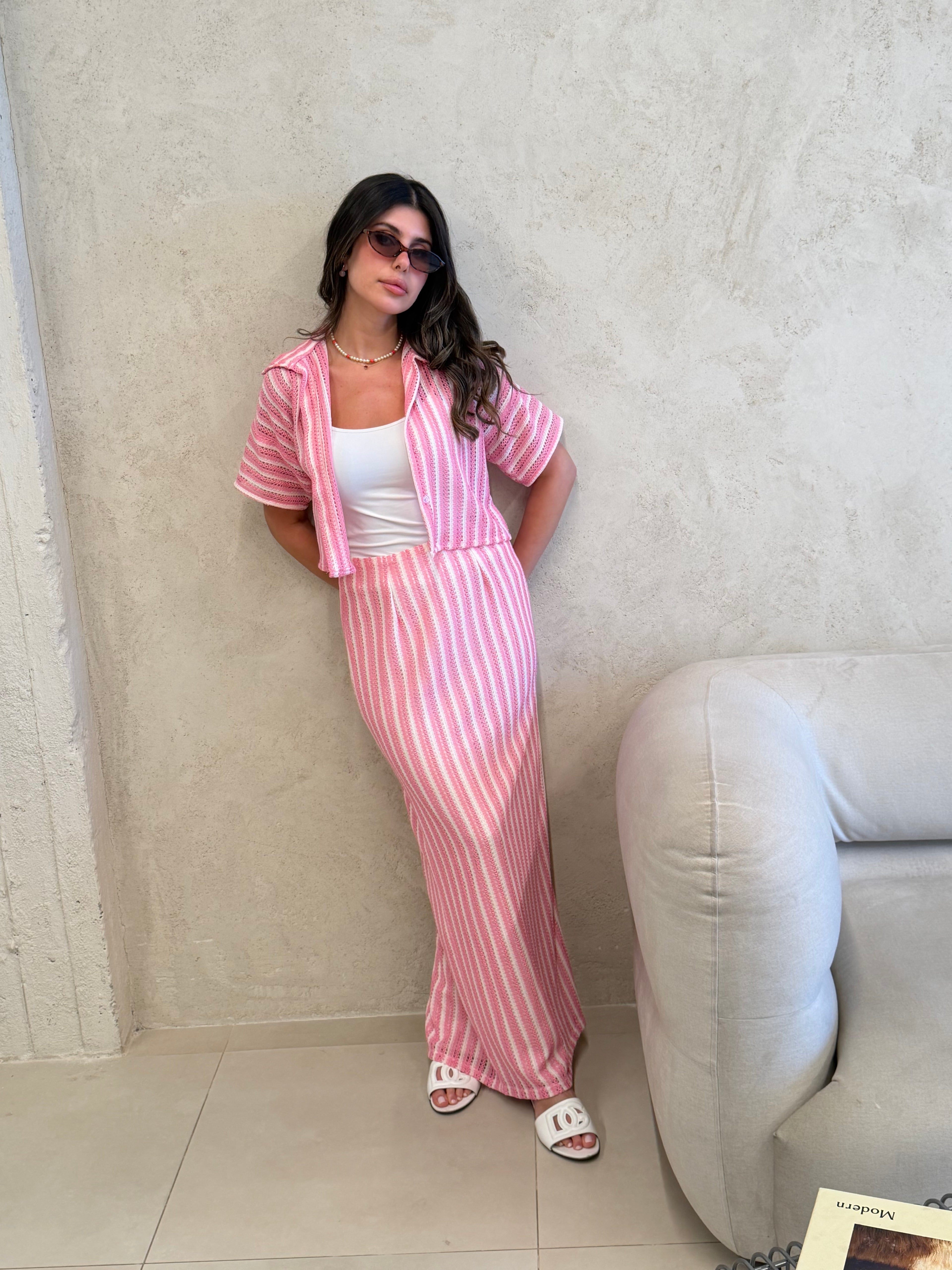 St Tropez Pink Striped Knit Co-Ord Set