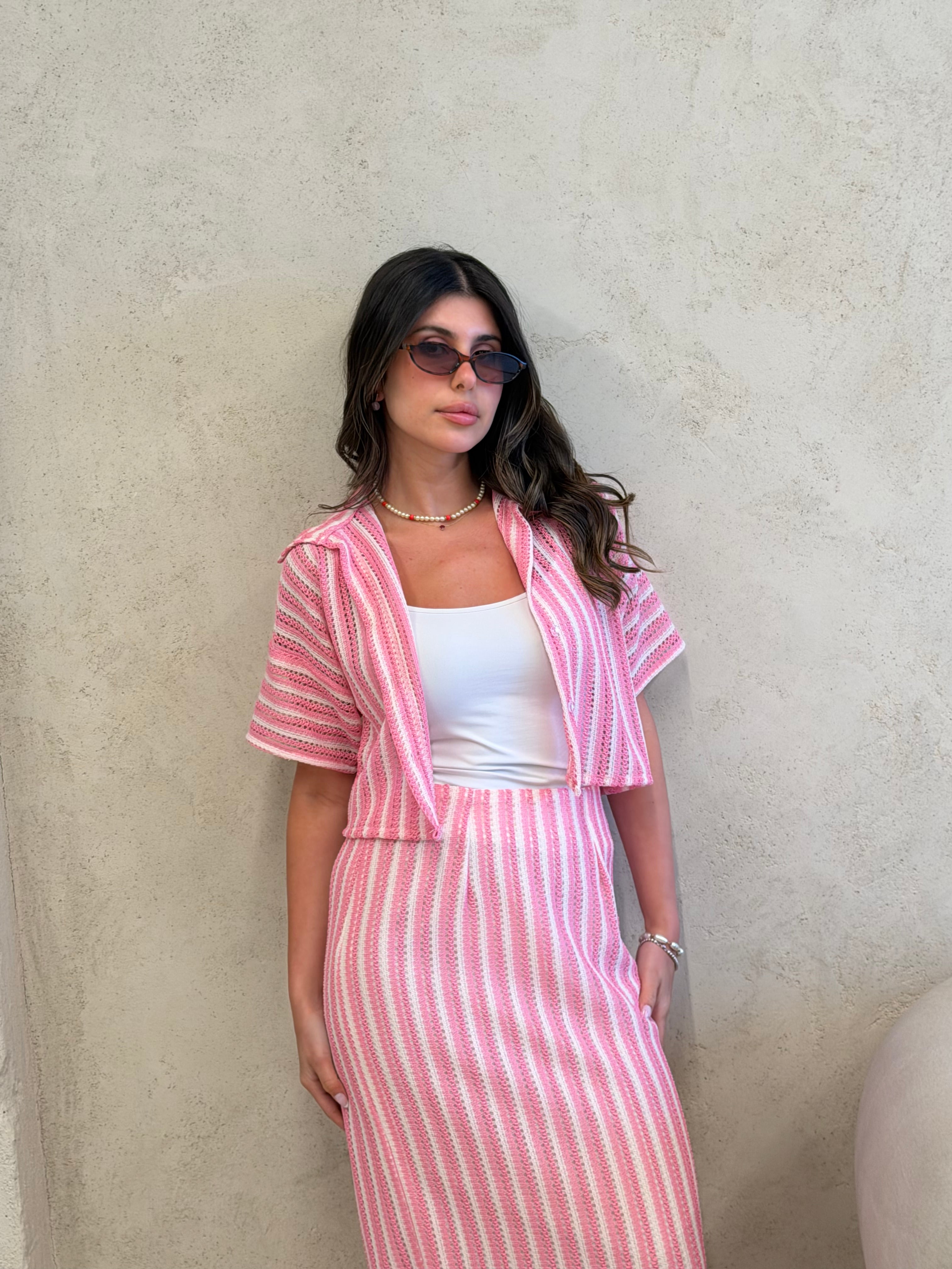 St Tropez Pink Striped Knit Co-Ord Set