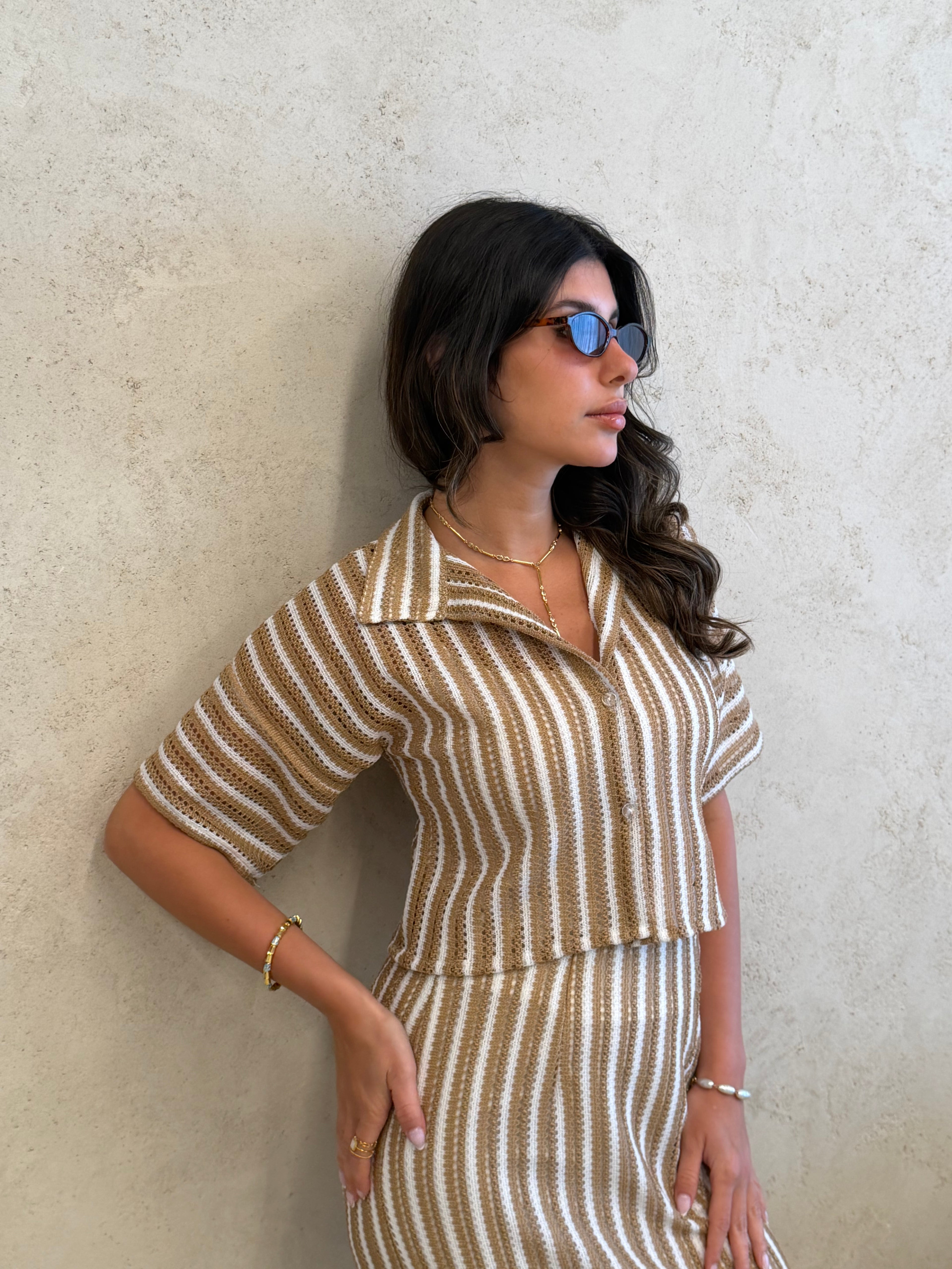 St Tropez Sand Striped Knit Co-Ord Set