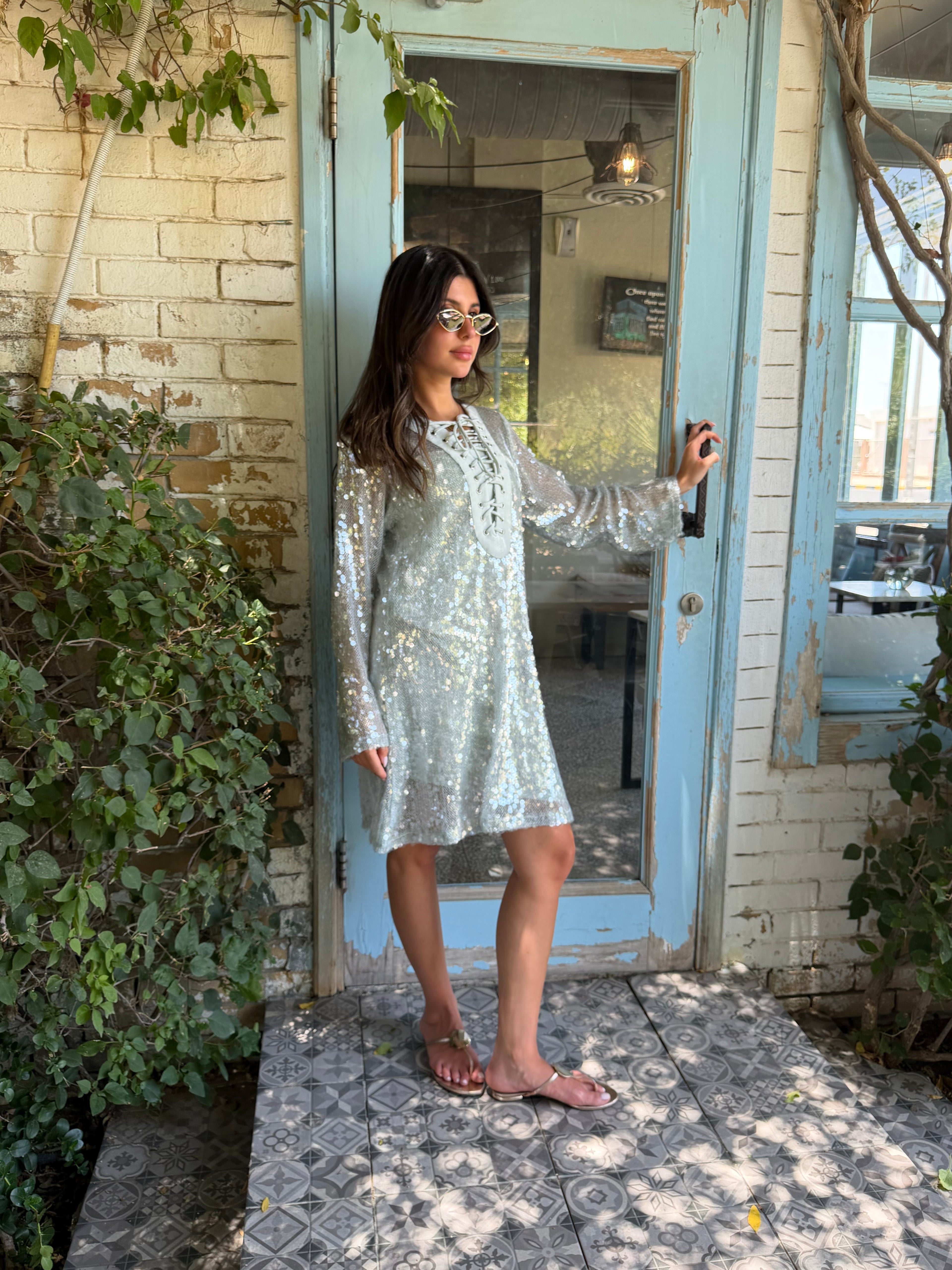 Santorini Cover-Up Dress with Matching Headband – Mint Green