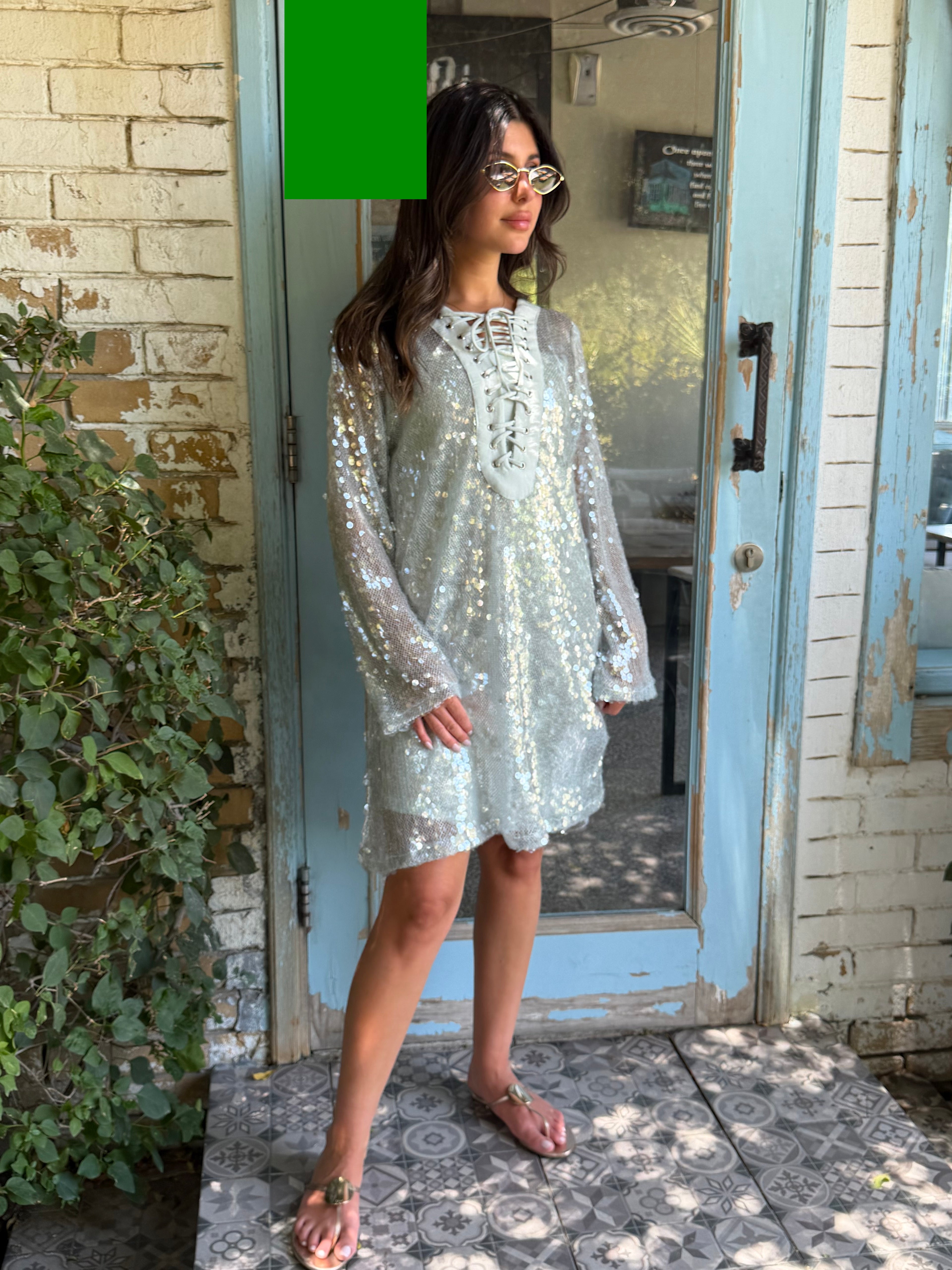 Santorini Cover-Up Dress with Matching Headband – Mint Green