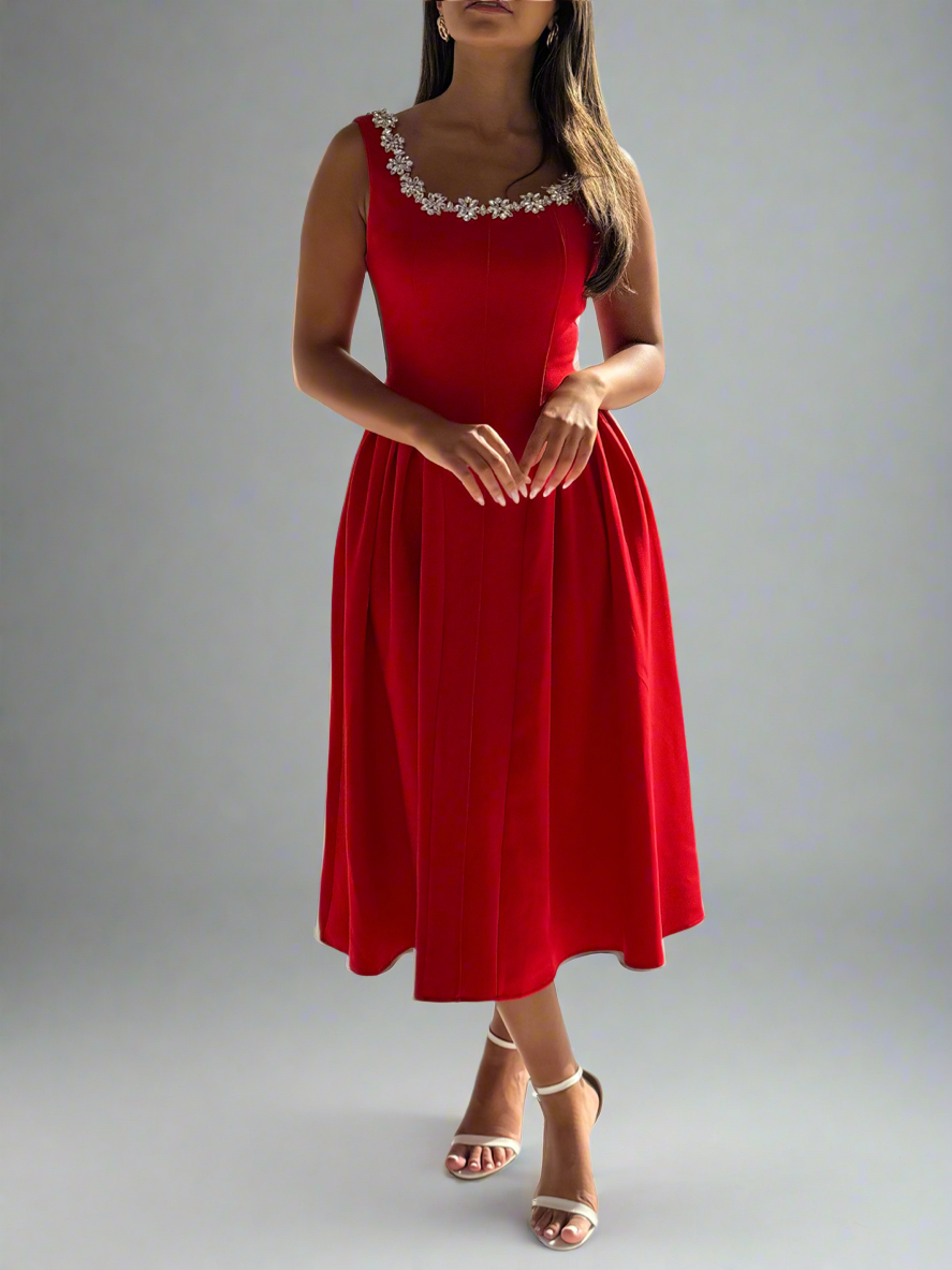 026-Aurora dress in red Fay the label