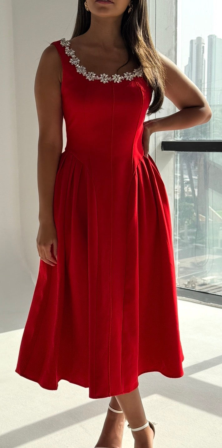 026-Aurora dress in red Fay the label