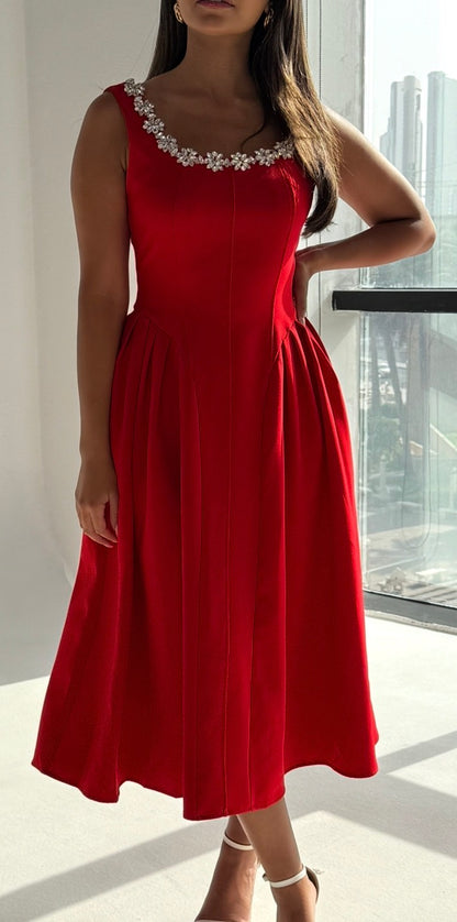 026-Aurora dress in red Fay the label