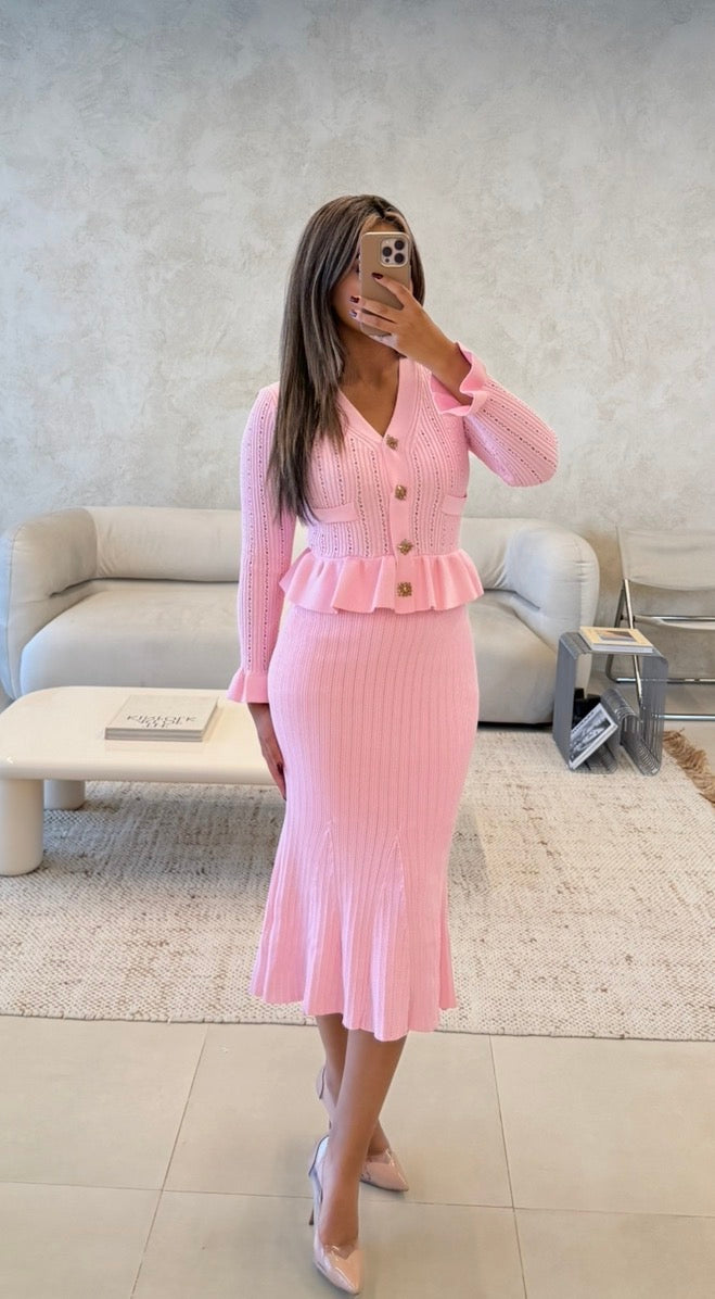 002-Sasha dress pink long sleeves Fay the label