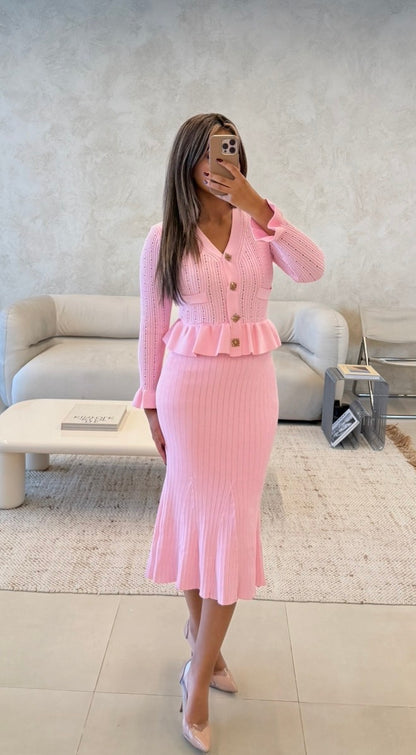 002-Sasha dress pink long sleeves Fay the label