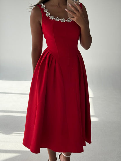 026-Aurora dress in red Fay the label