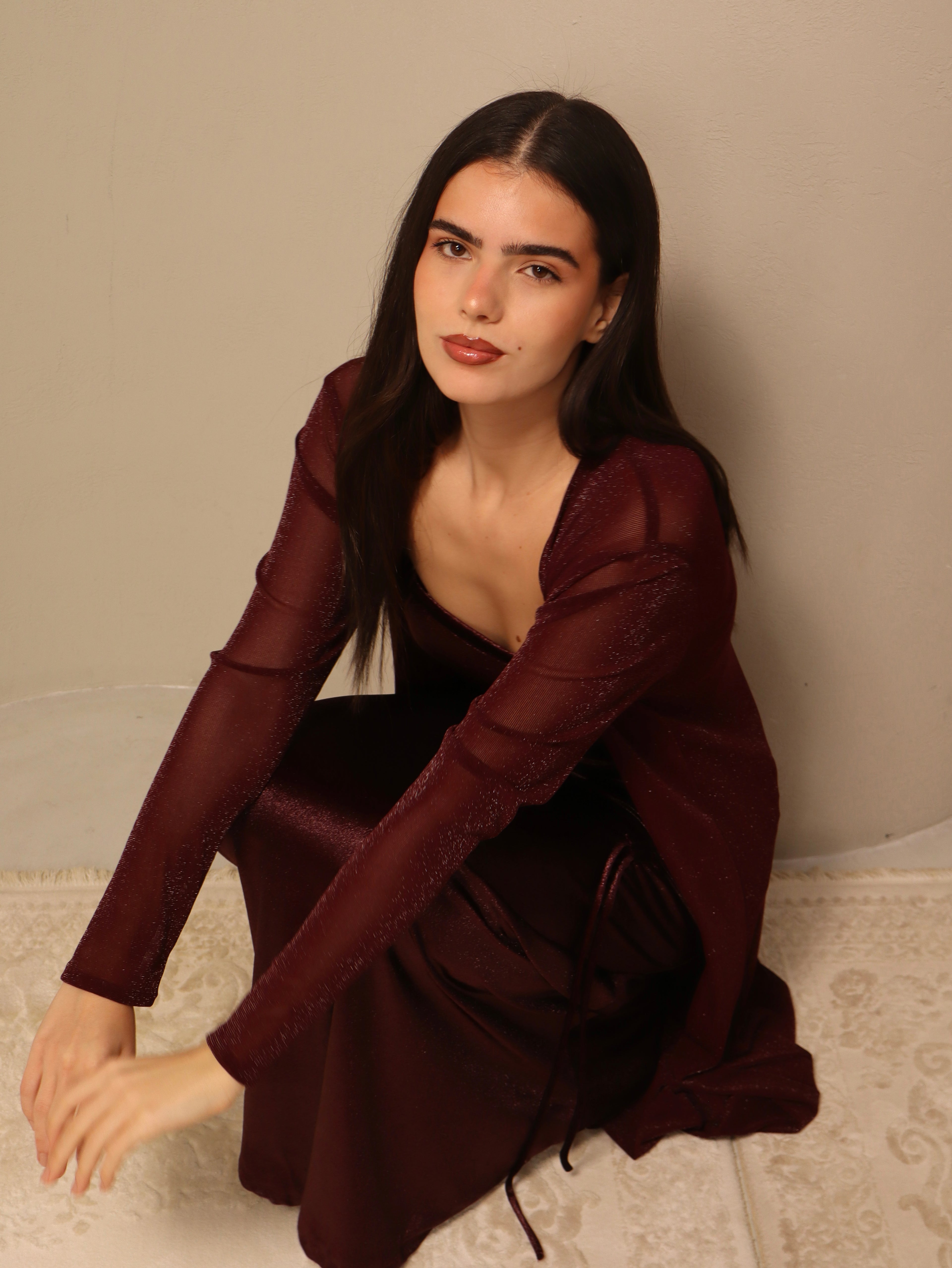 Ghina in Burgundy Fay the label
