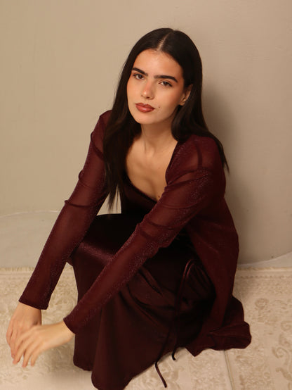 Ghina in Burgundy Fay the label
