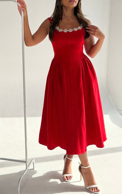 026-Aurora dress in red Fay the label