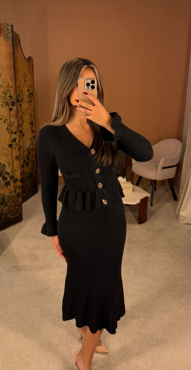 001-Sasha dress black long sleeves Fay the label