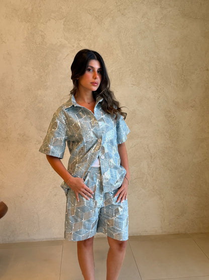 Marbella Geometric Shirt &amp; Shorts Set