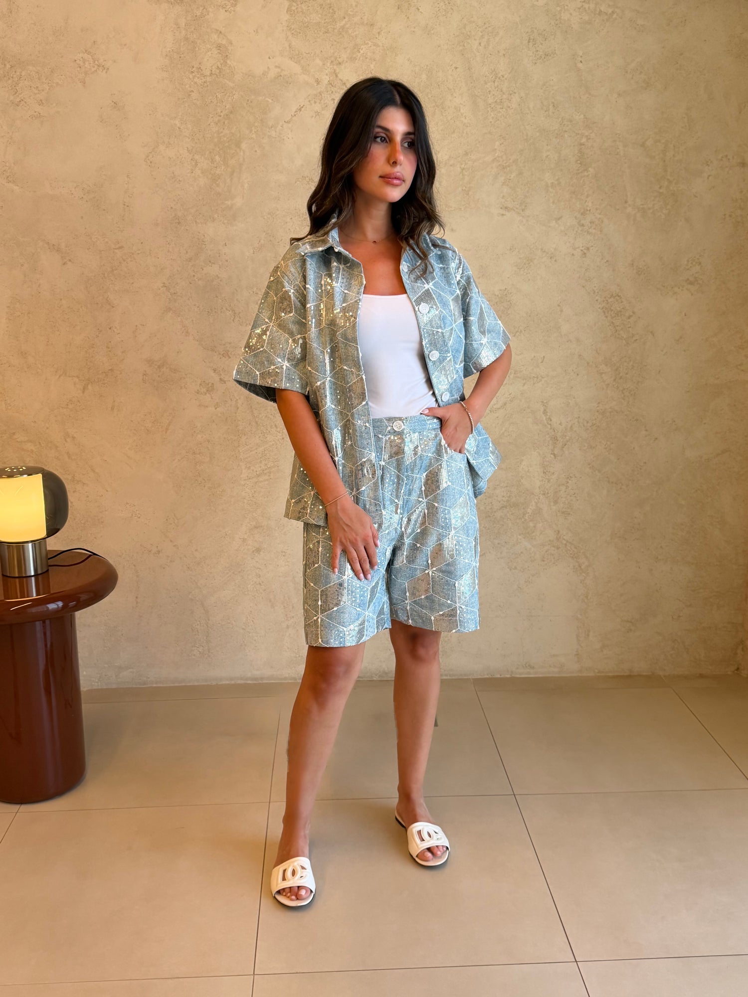 Marbella Geometric Shirt &amp; Shorts Set