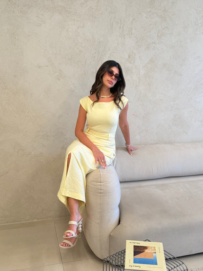 Sorrento Butter Yellow Top &amp; Maxi Skirt Set