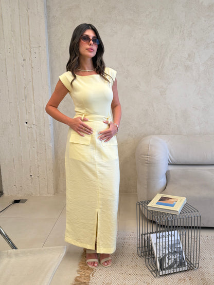 Sorrento Butter Yellow Top &amp; Maxi Skirt Set