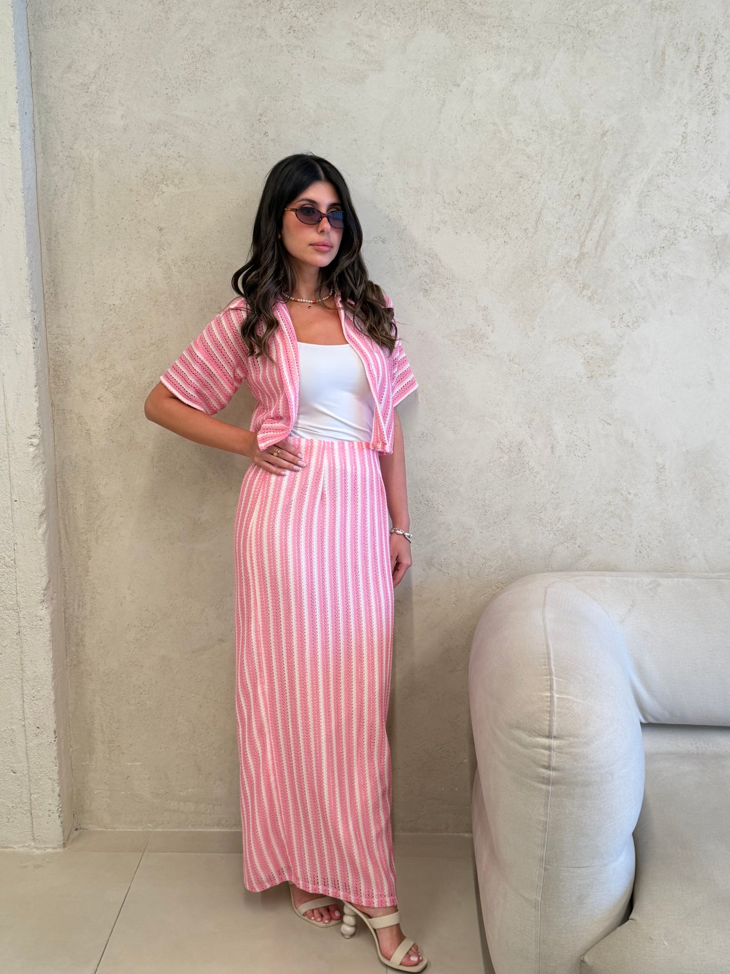 St Tropez Pink Striped Knit Co-Ord Set