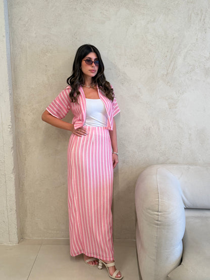 St Tropez Pink Striped Knit Co-Ord Set