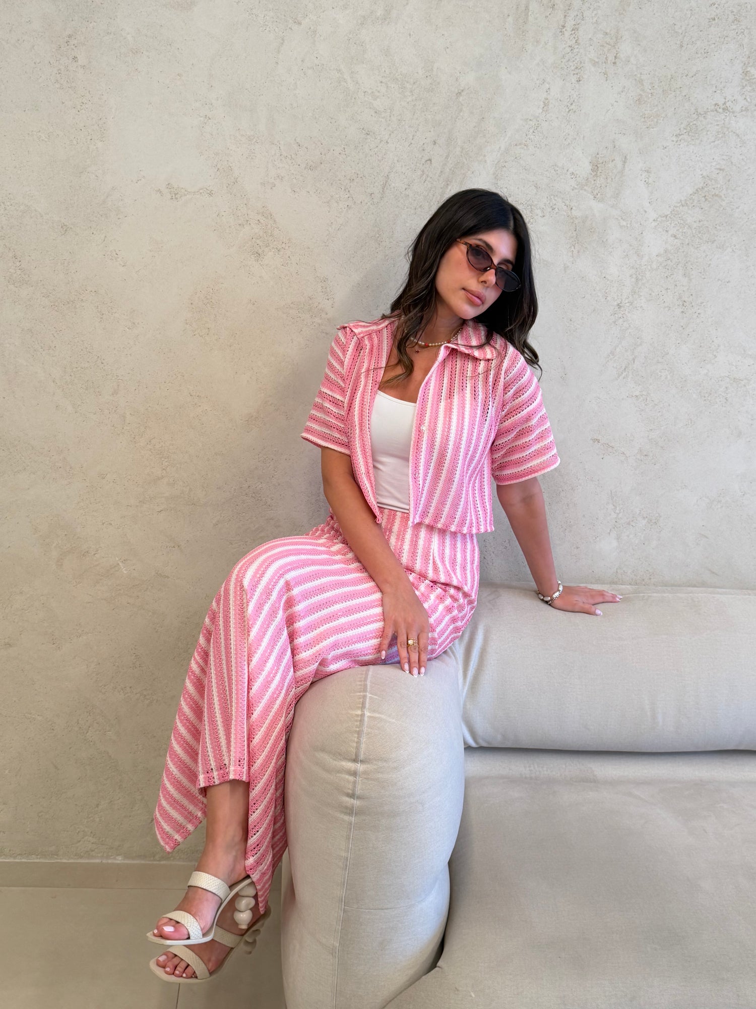 St Tropez Pink Striped Knit Co-Ord Set