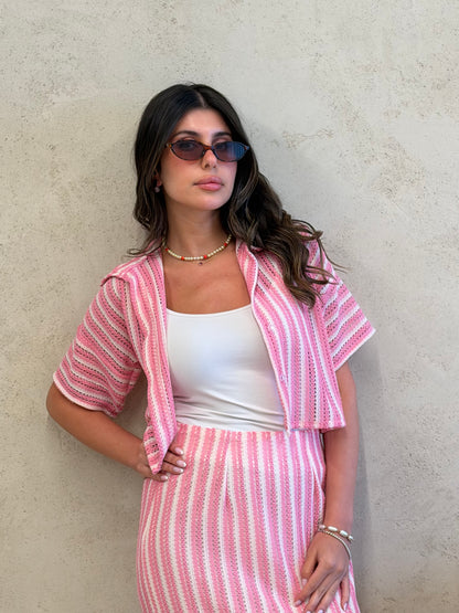 St Tropez Pink Striped Knit Co-Ord Set
