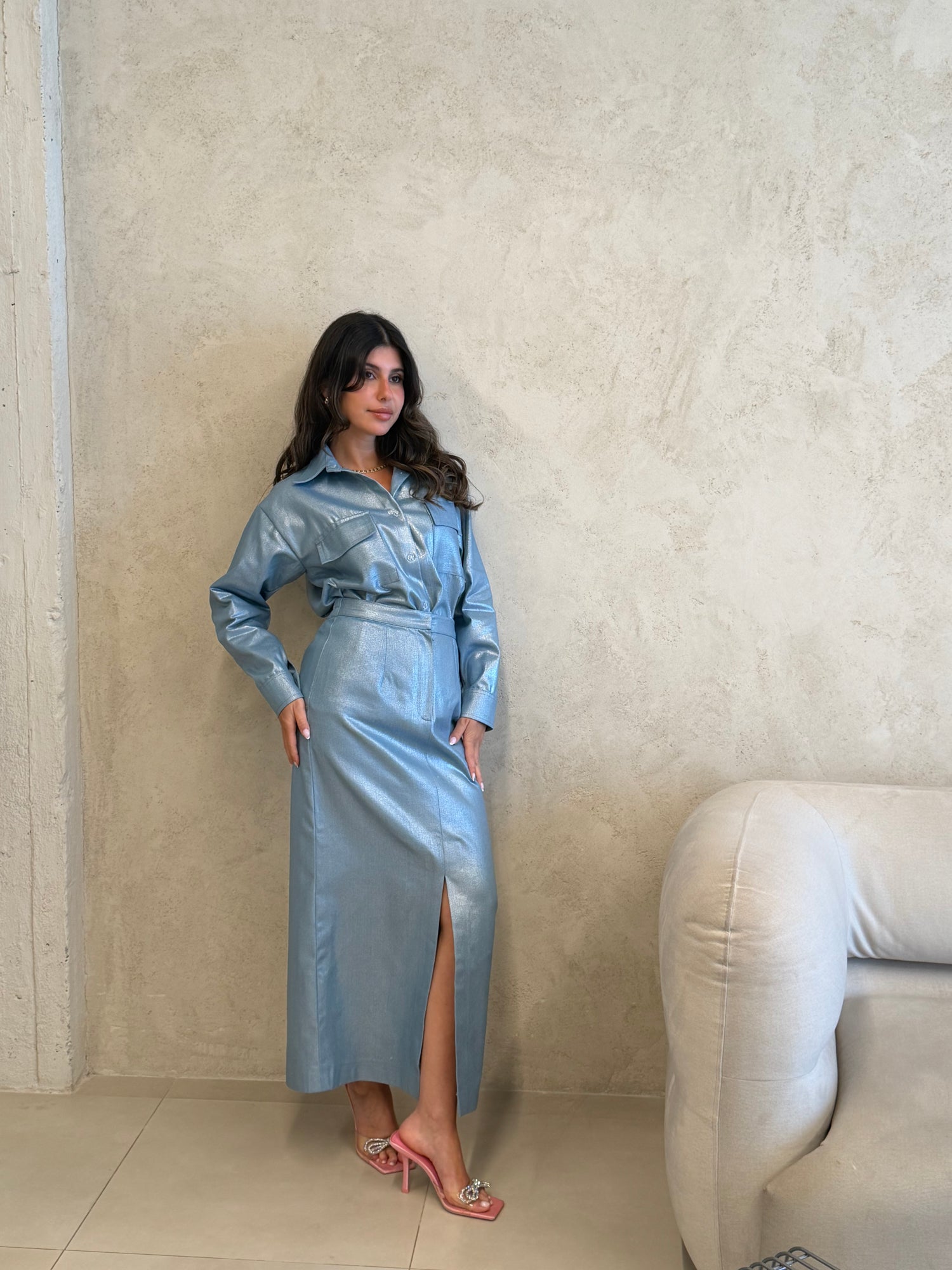 Portofino Metallic Denim Skirt Set