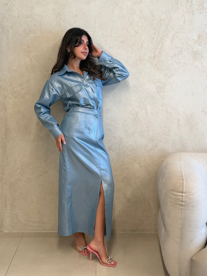 Portofino Metallic Denim Skirt Set