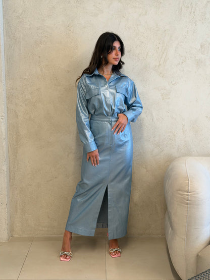 Portofino Metallic Denim Skirt Set
