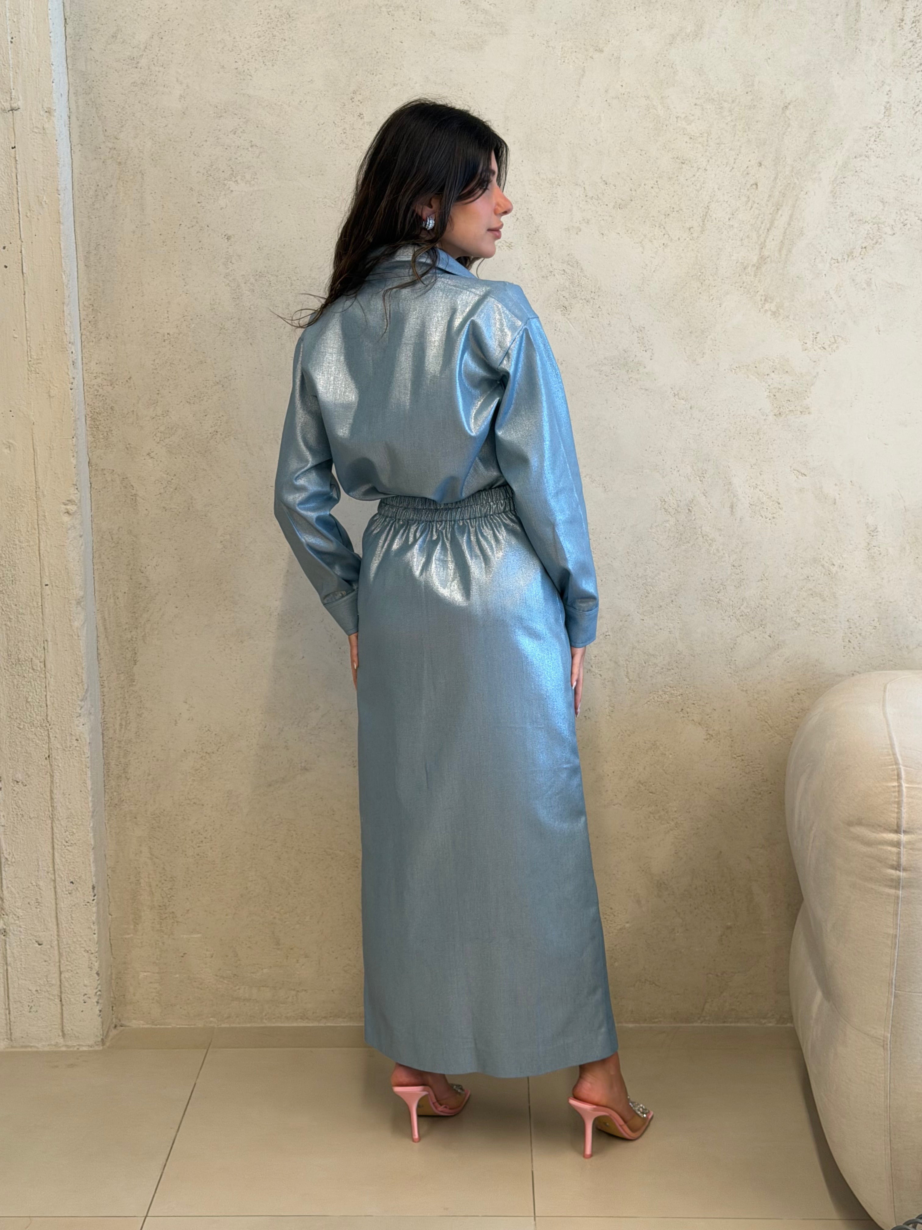 Portofino Metallic Denim Skirt Set