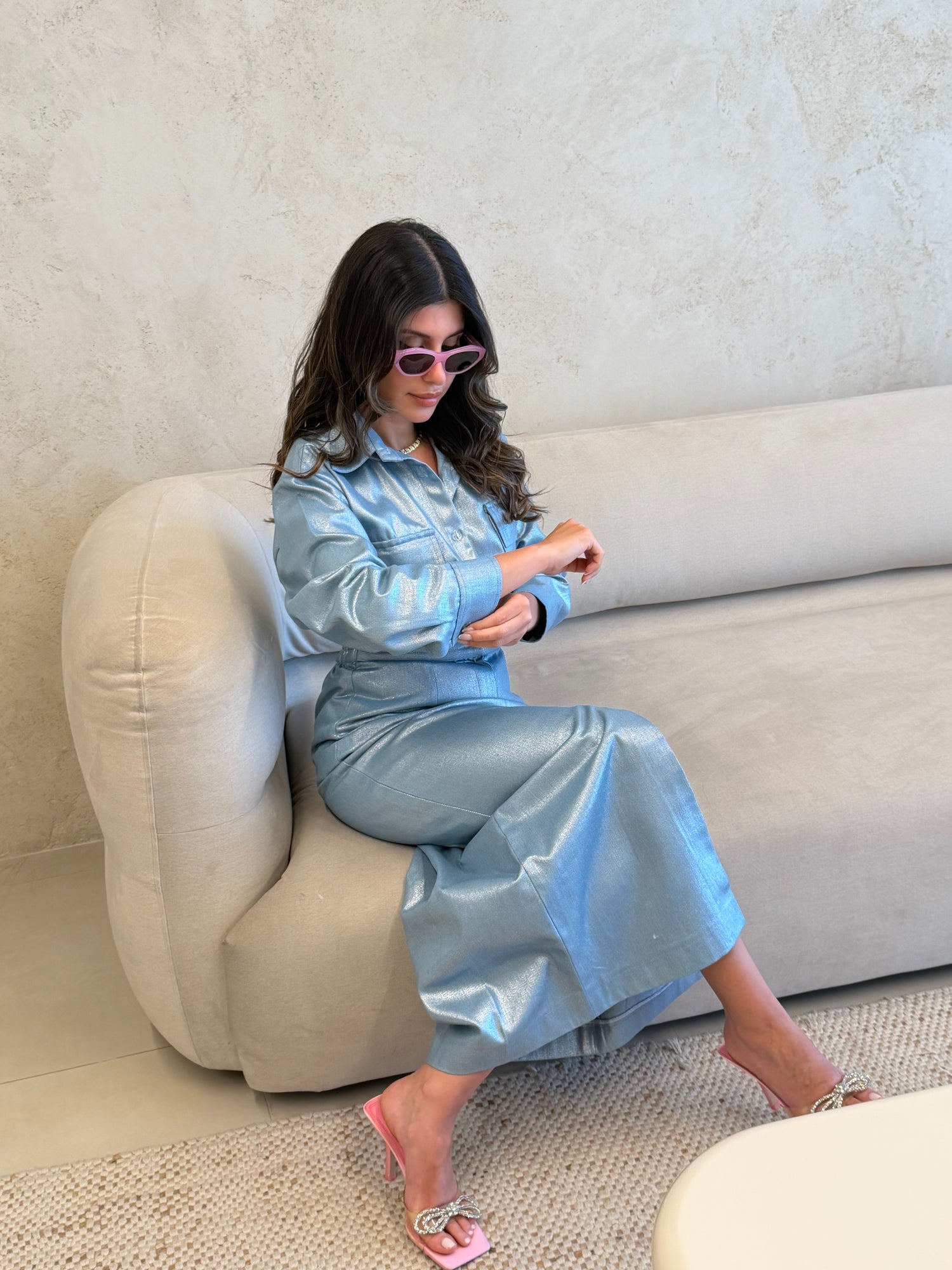 Portofino Metallic Denim Skirt Set