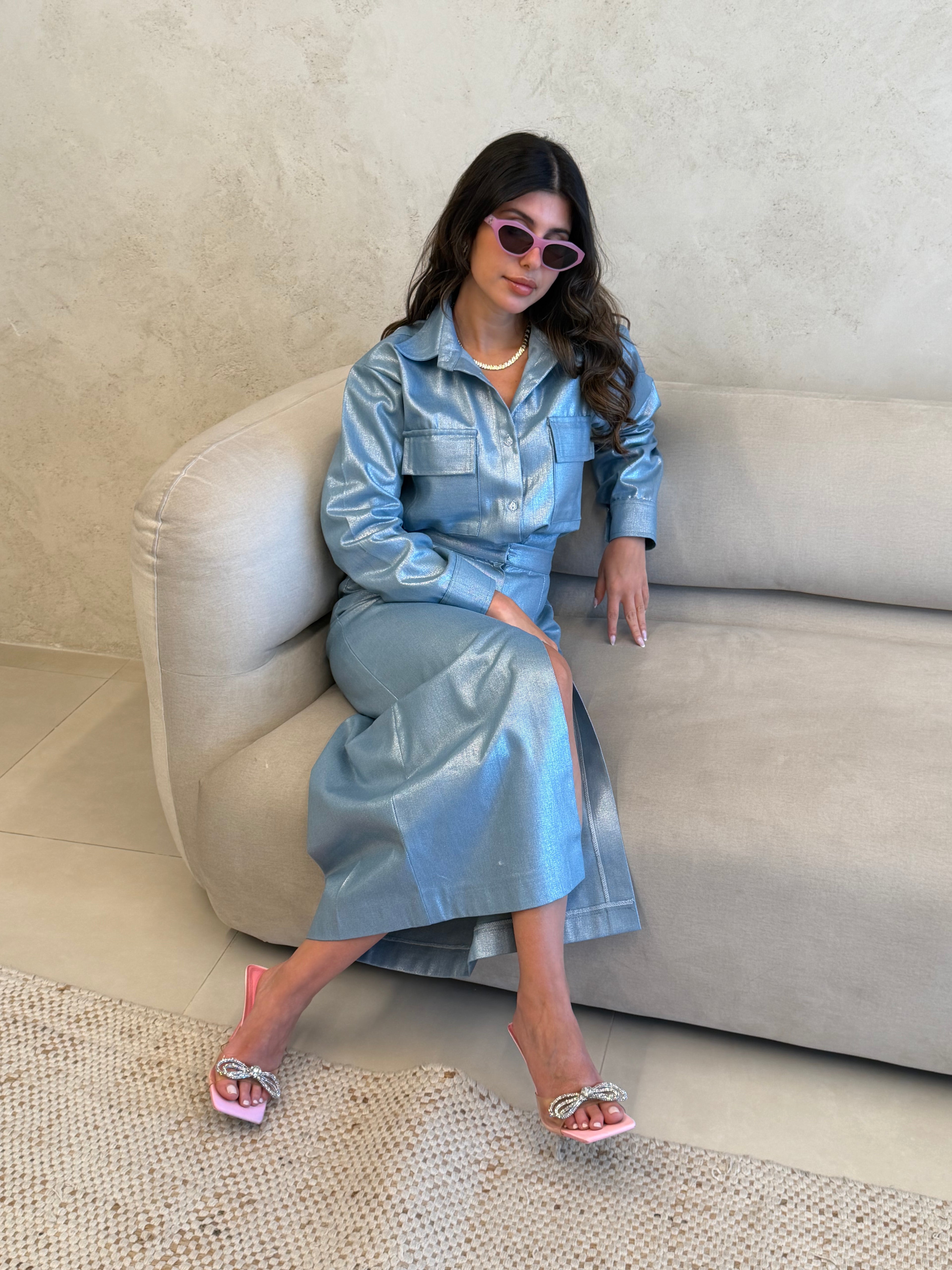 Portofino Metallic Denim Skirt Set