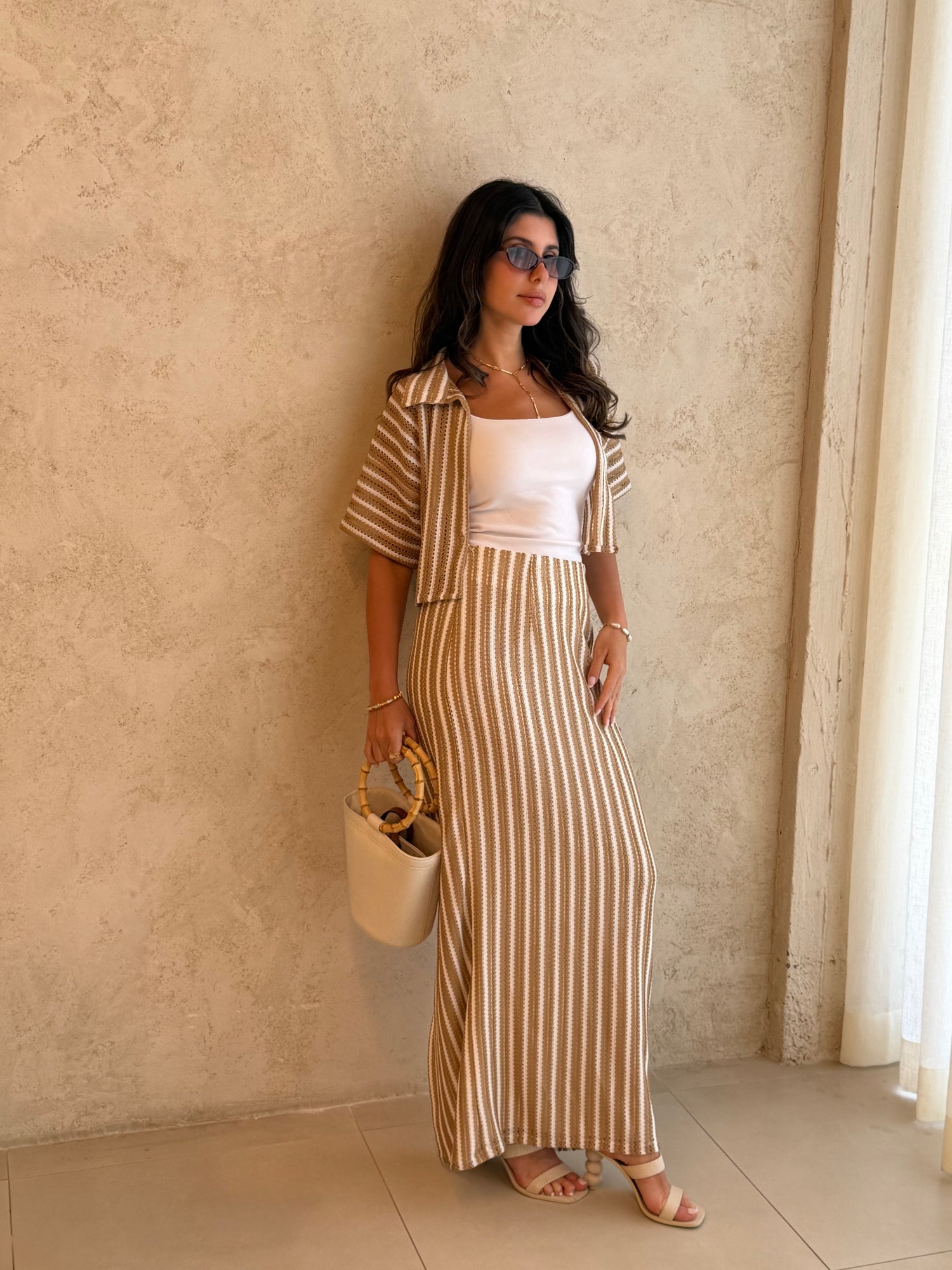 St Tropez Sand Striped Knit Co-Ord Set