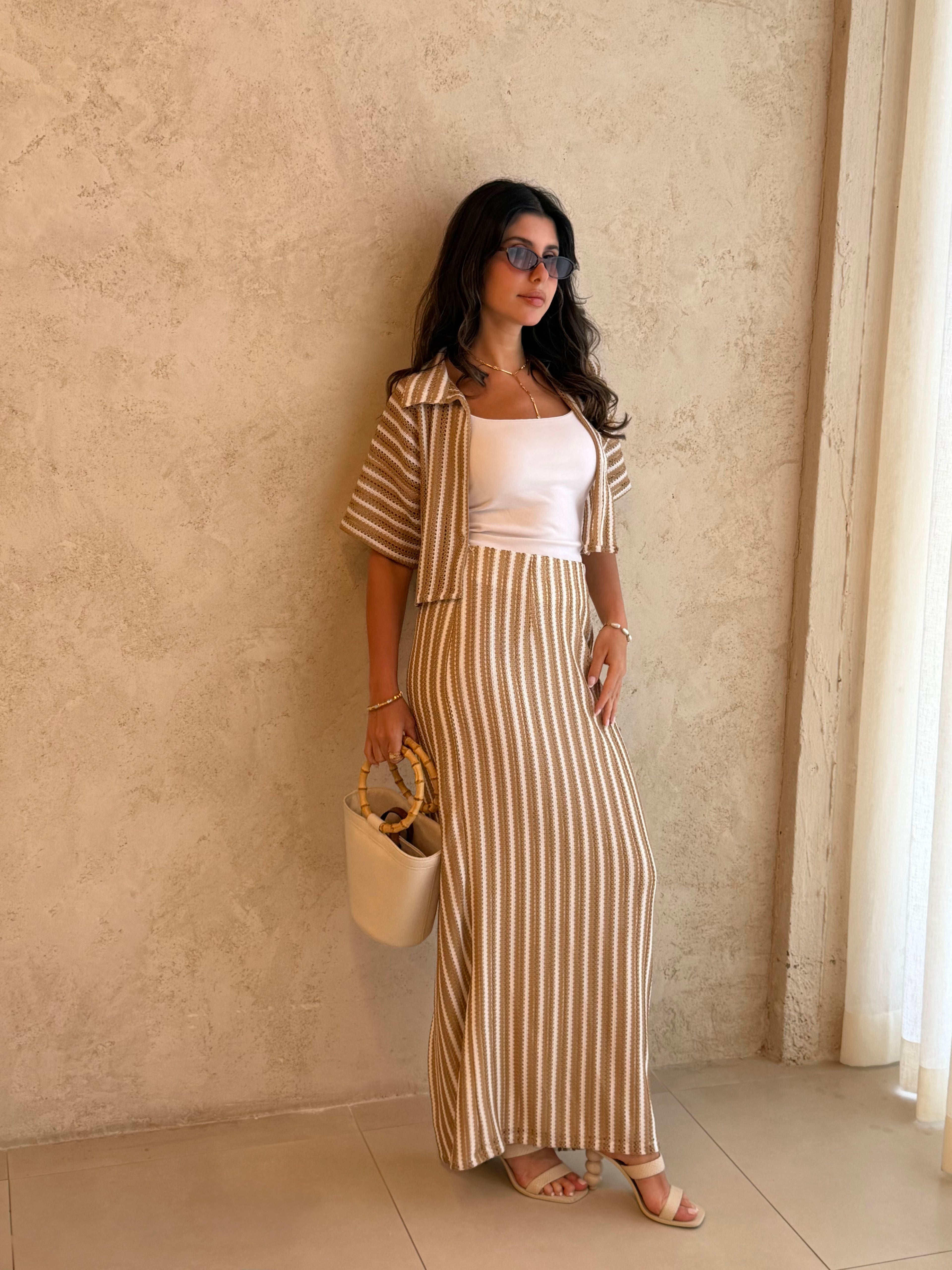 St Tropez Sand Striped Knit Co-Ord Set