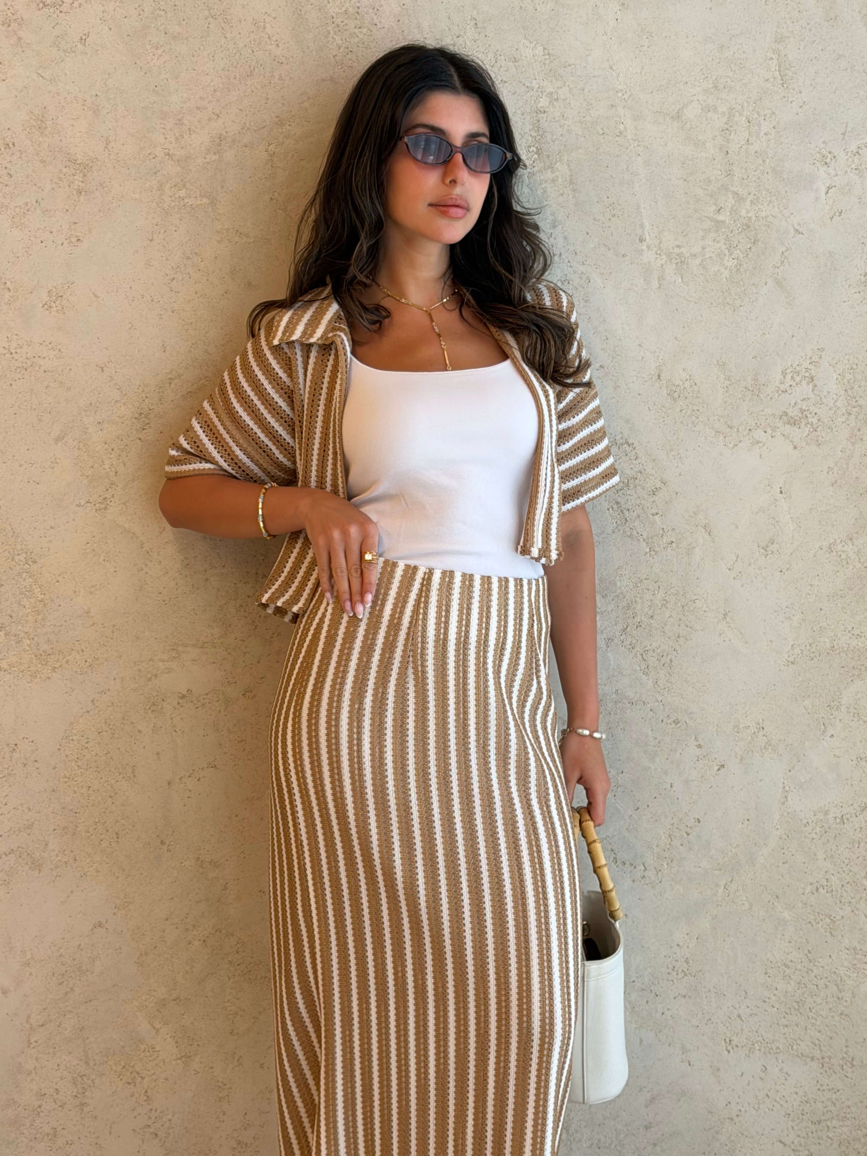 St Tropez Sand Striped Knit Co-Ord Set
