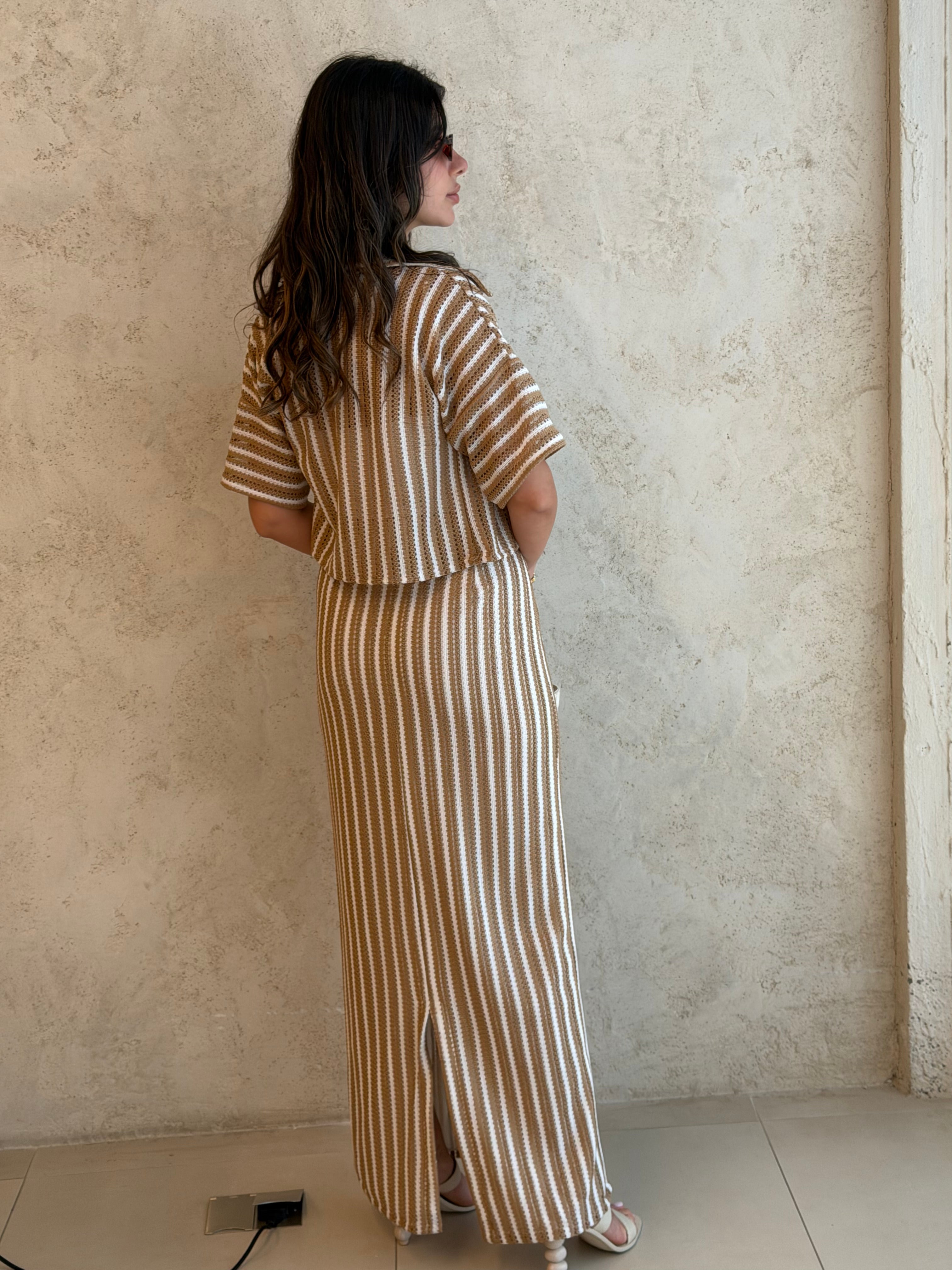 St Tropez Sand Striped Knit Co-Ord Set