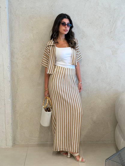 St Tropez Sand Striped Knit Co-Ord Set