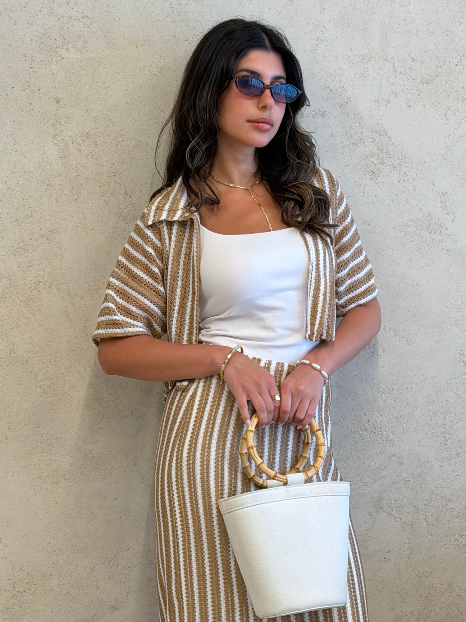 St Tropez Sand Striped Knit Co-Ord Set