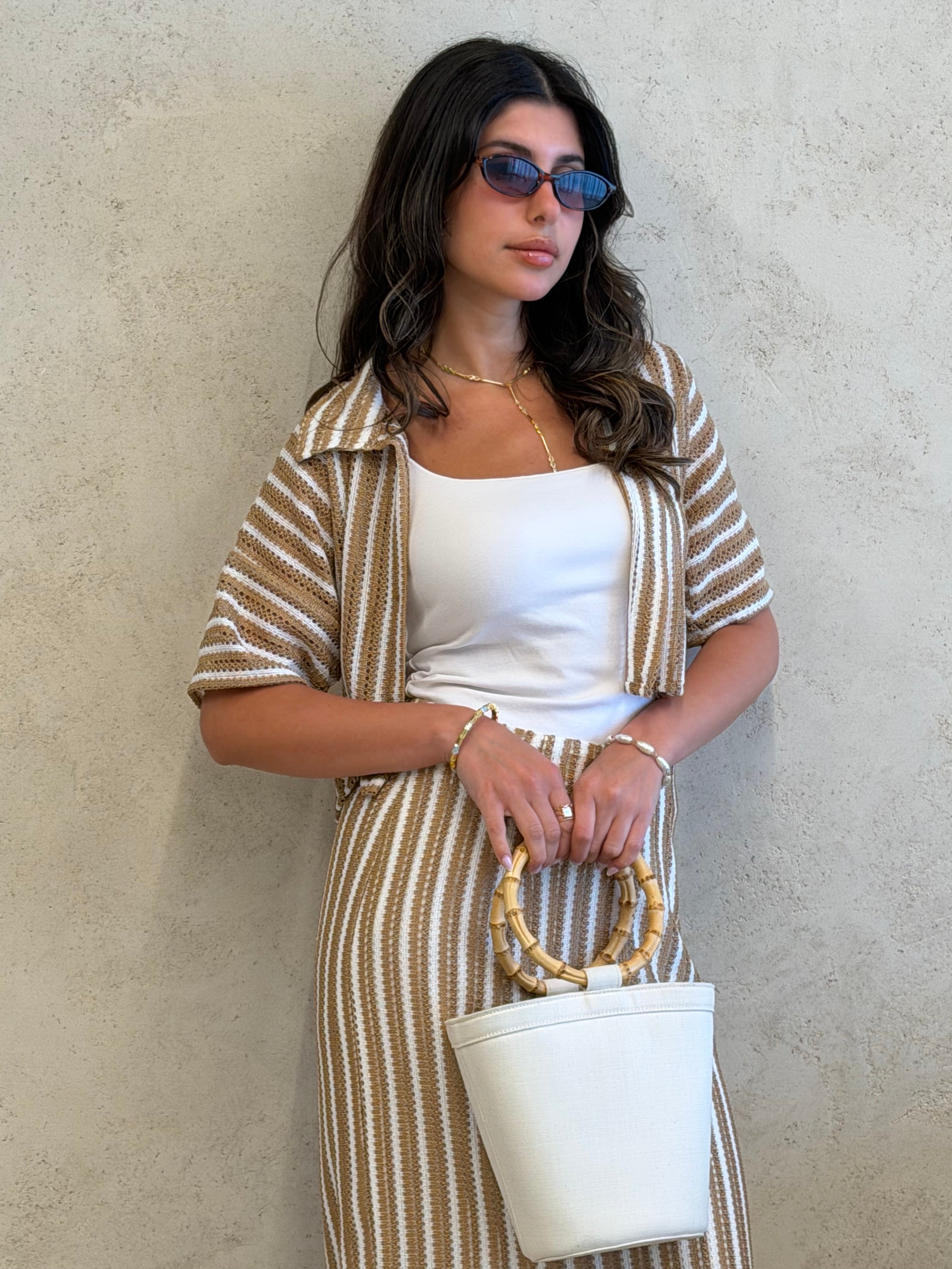 St Tropez Sand Striped Knit Co-Ord Set