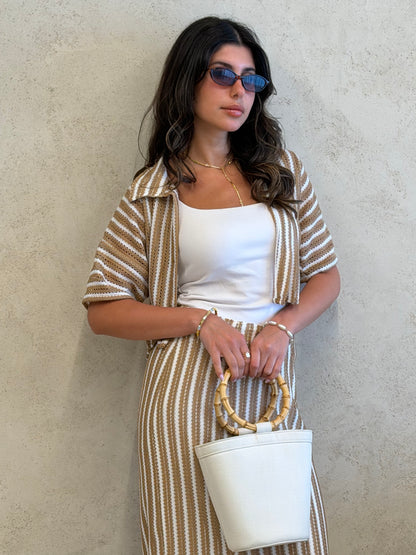 St Tropez Sand Striped Knit Co-Ord Set