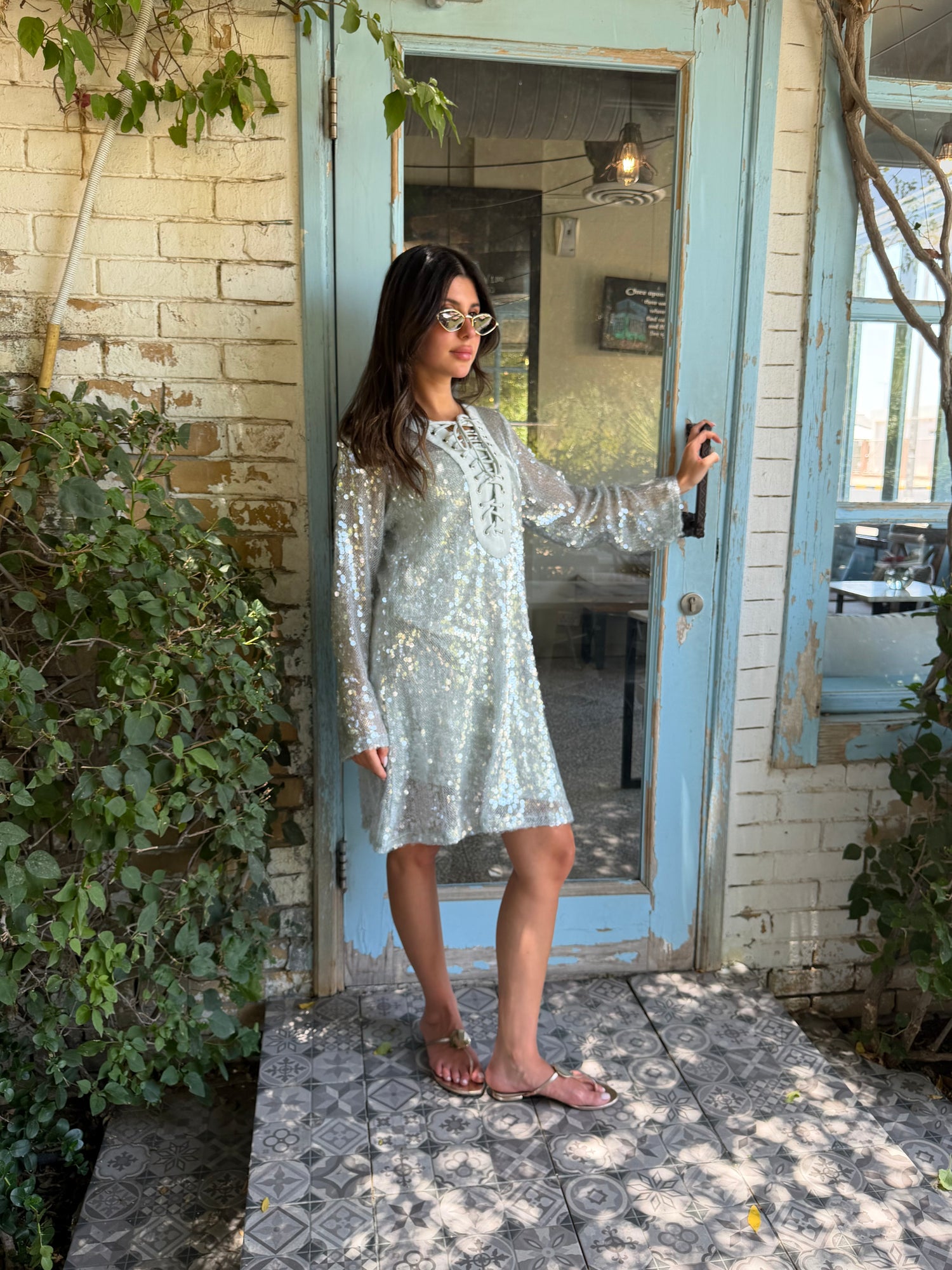 Santorini Cover-Up Dress with Matching Headband – Mint Green