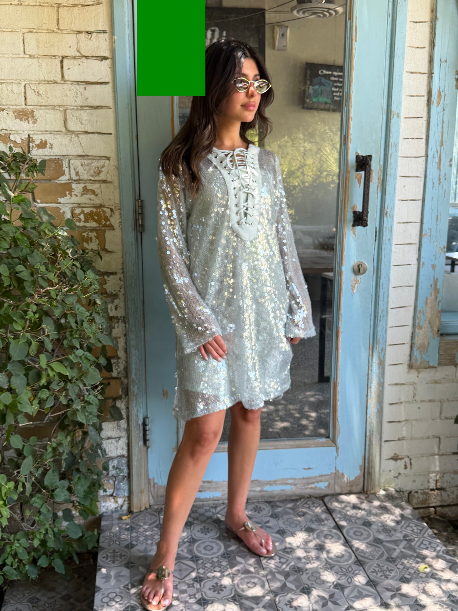 Santorini Cover-Up Dress with Matching Headband – Mint Green