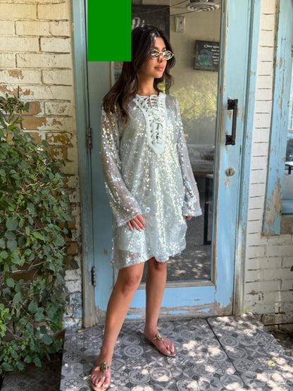 Santorini Cover-Up Dress with Matching Headband – Mint Green