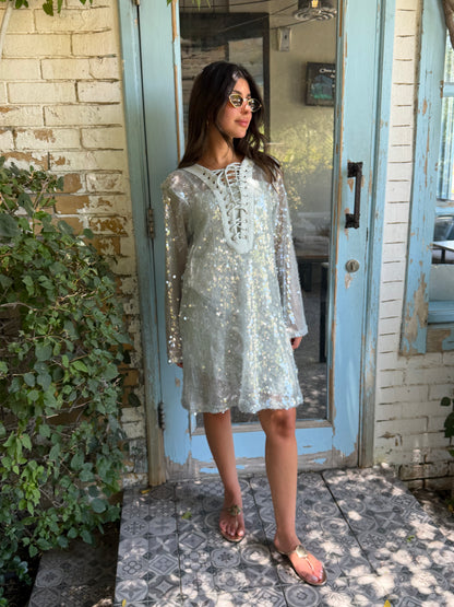 Santorini Cover-Up Dress with Matching Headband – Mint Green