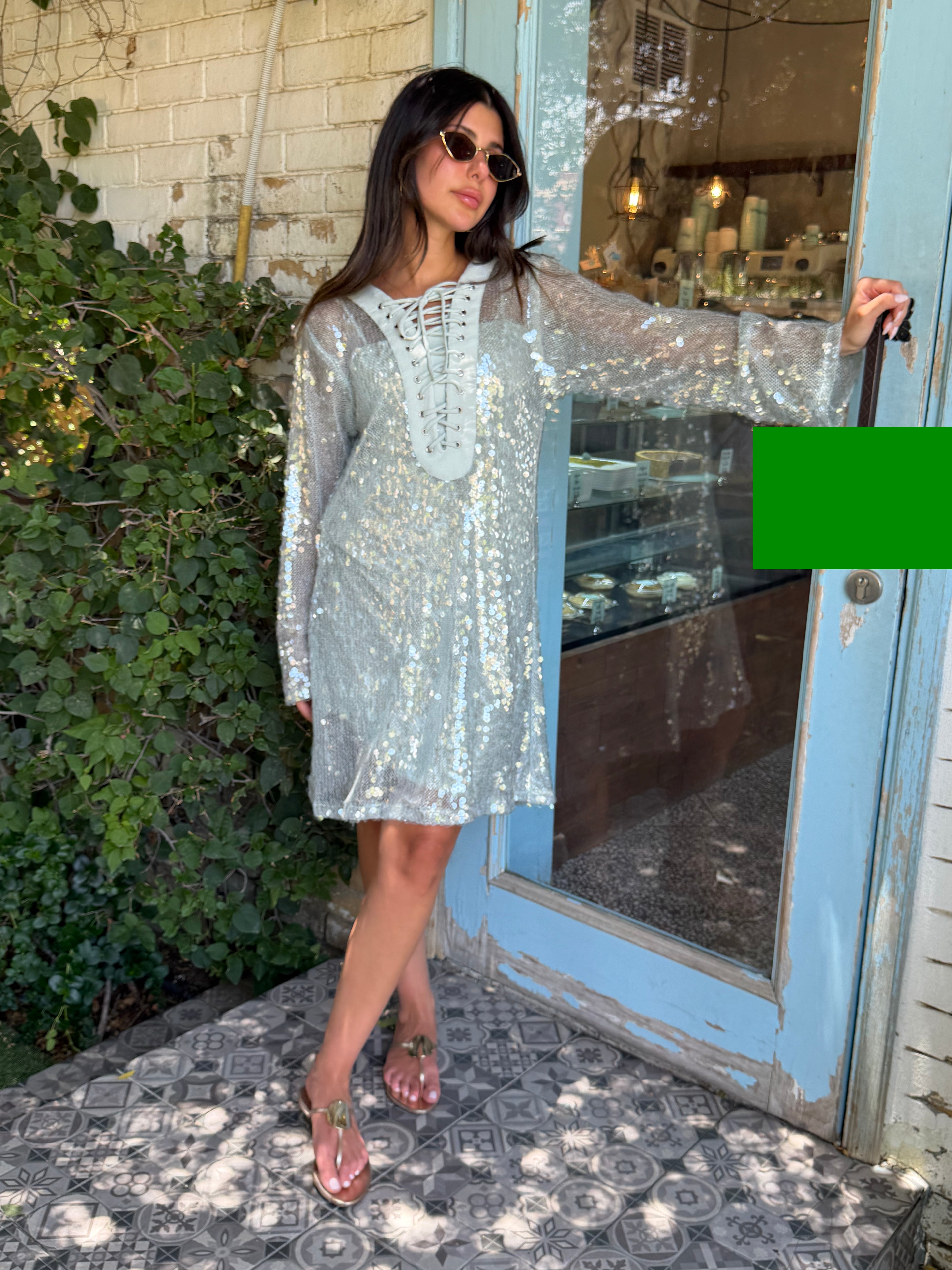 Santorini Cover-Up Dress with Matching Headband – Mint Green