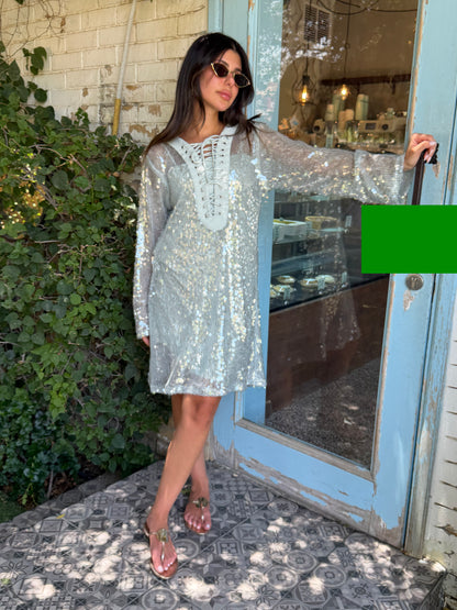 Santorini Cover-Up Dress with Matching Headband – Mint Green
