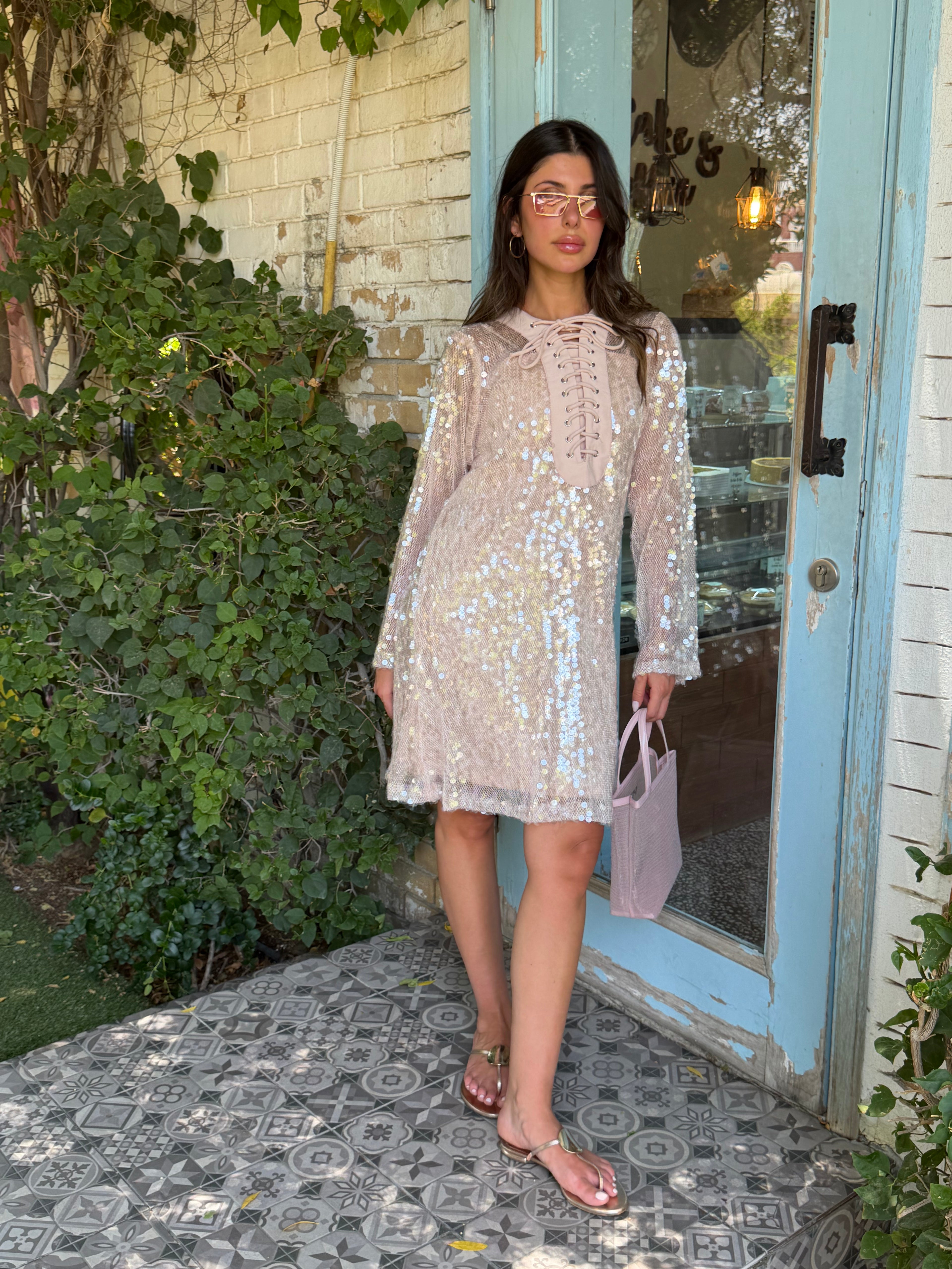 Santorini Cover-Up Dress with Matching Headband – Baby Pink