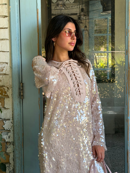 Santorini Cover-Up Dress with Matching Headband – Baby Pink